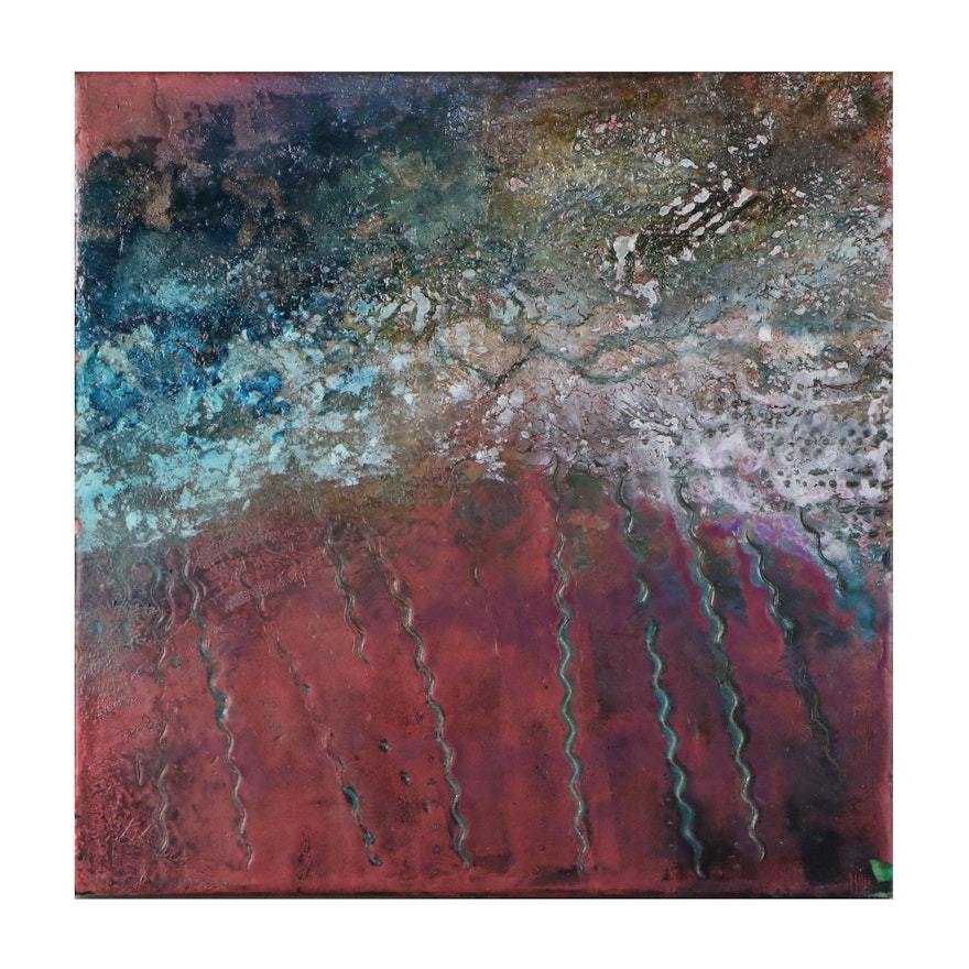 John Metz Abstract Encaustic and Mixed Media Composition "Depths 1:1"