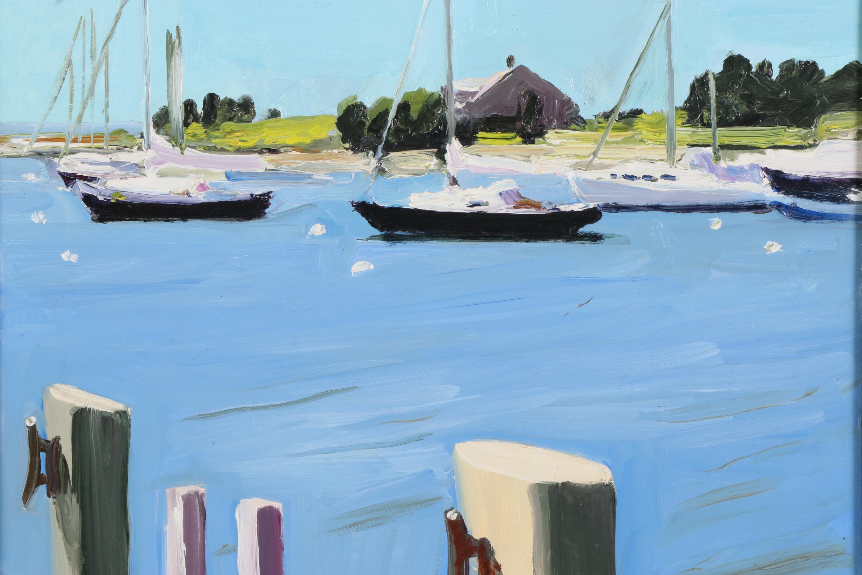 Stephen Hankin Oil Painting "Anchored Sailboats, Cape Cod," 2003