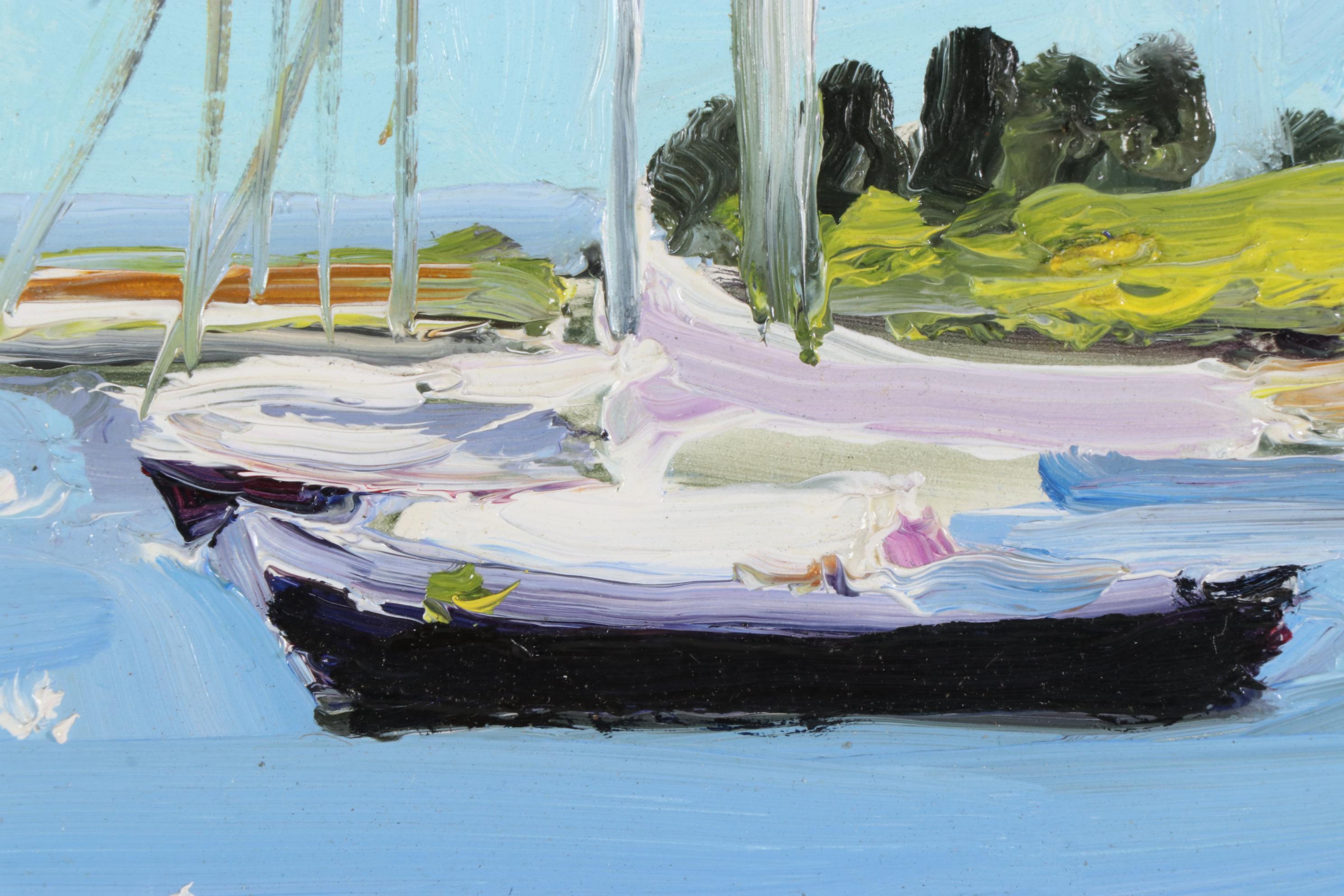 Stephen Hankin Oil Painting "Anchored Sailboats, Cape Cod," 2003