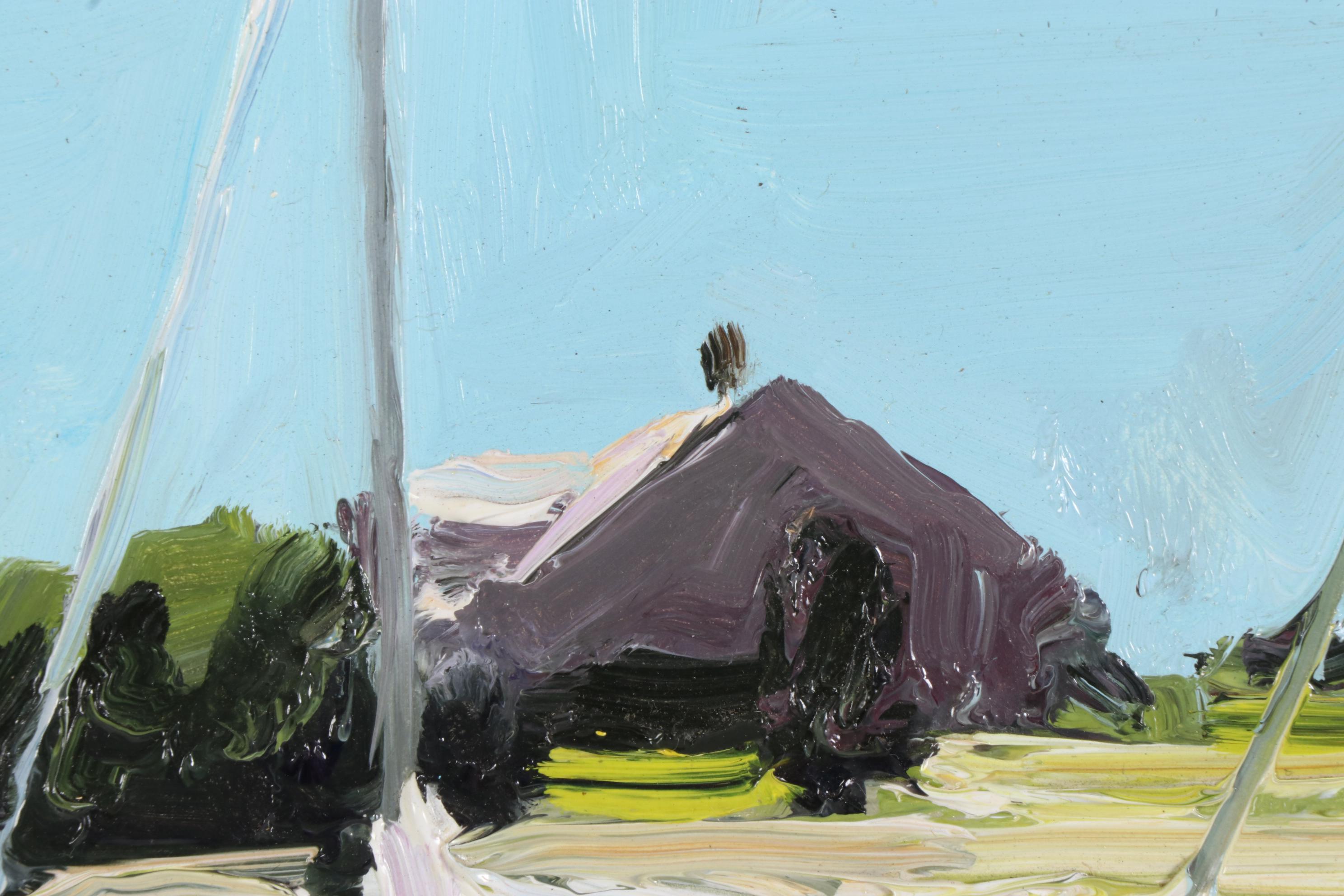 Stephen Hankin Oil Painting "Anchored Sailboats, Cape Cod," 2003