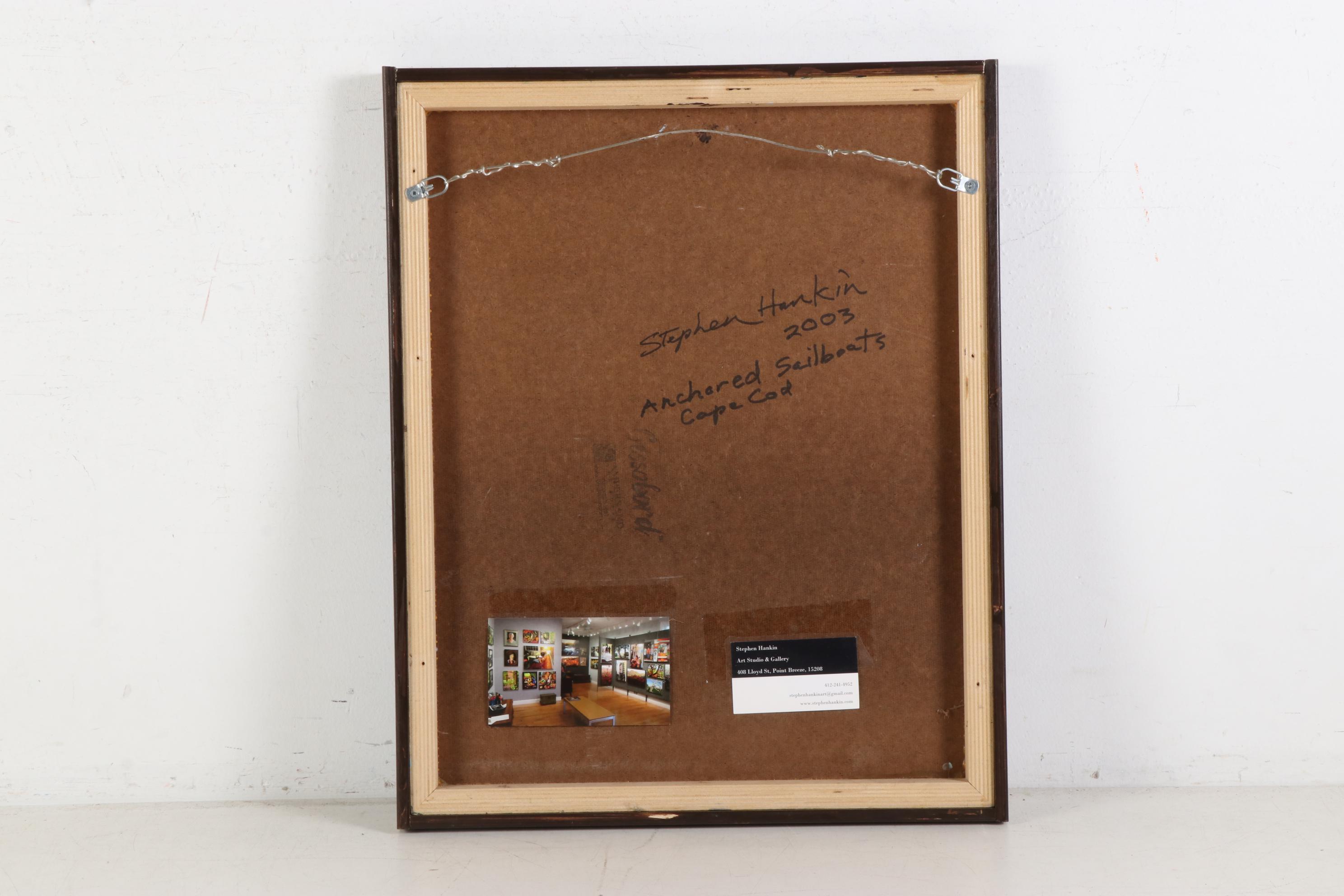 Stephen Hankin Oil Painting "Anchored Sailboats, Cape Cod," 2003