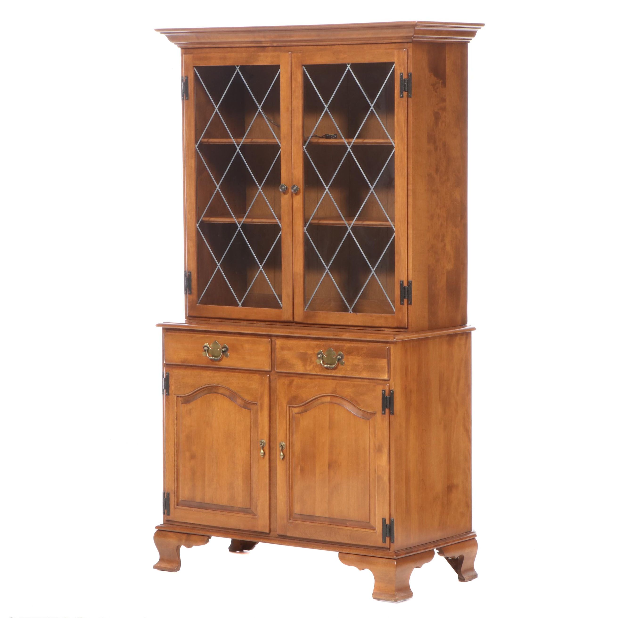 Ethan Allen Chippendale Style Maple China Cabinet, Late 20th Century