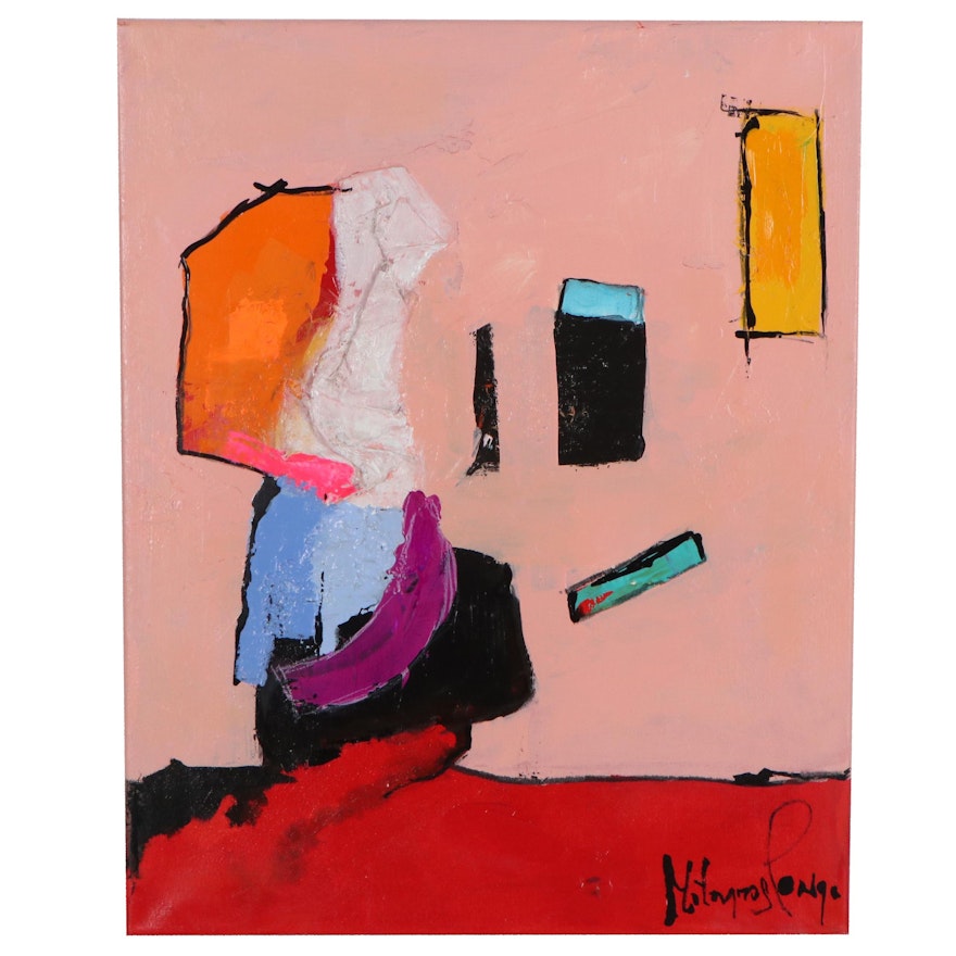 Milagros Pongo Abstract Mixed Media Painting, 21st Century