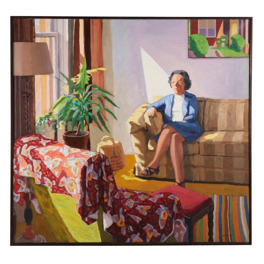 Stephen Hankin Oil Painting "Portrait of Alice at the Whiting Apartment," 1980