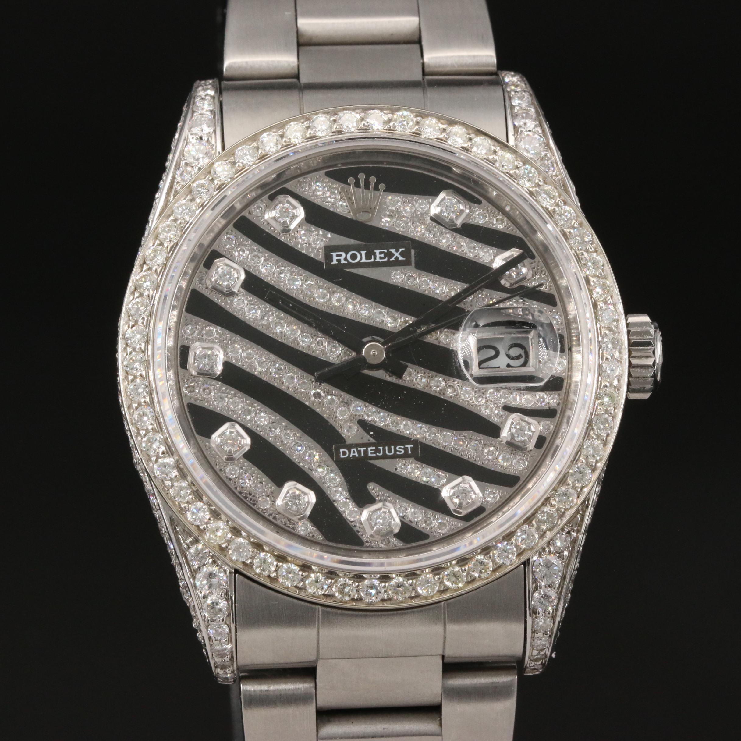 1989 Rolex Datejust 3.65 CTW Diamond Watch with Zebra Dial