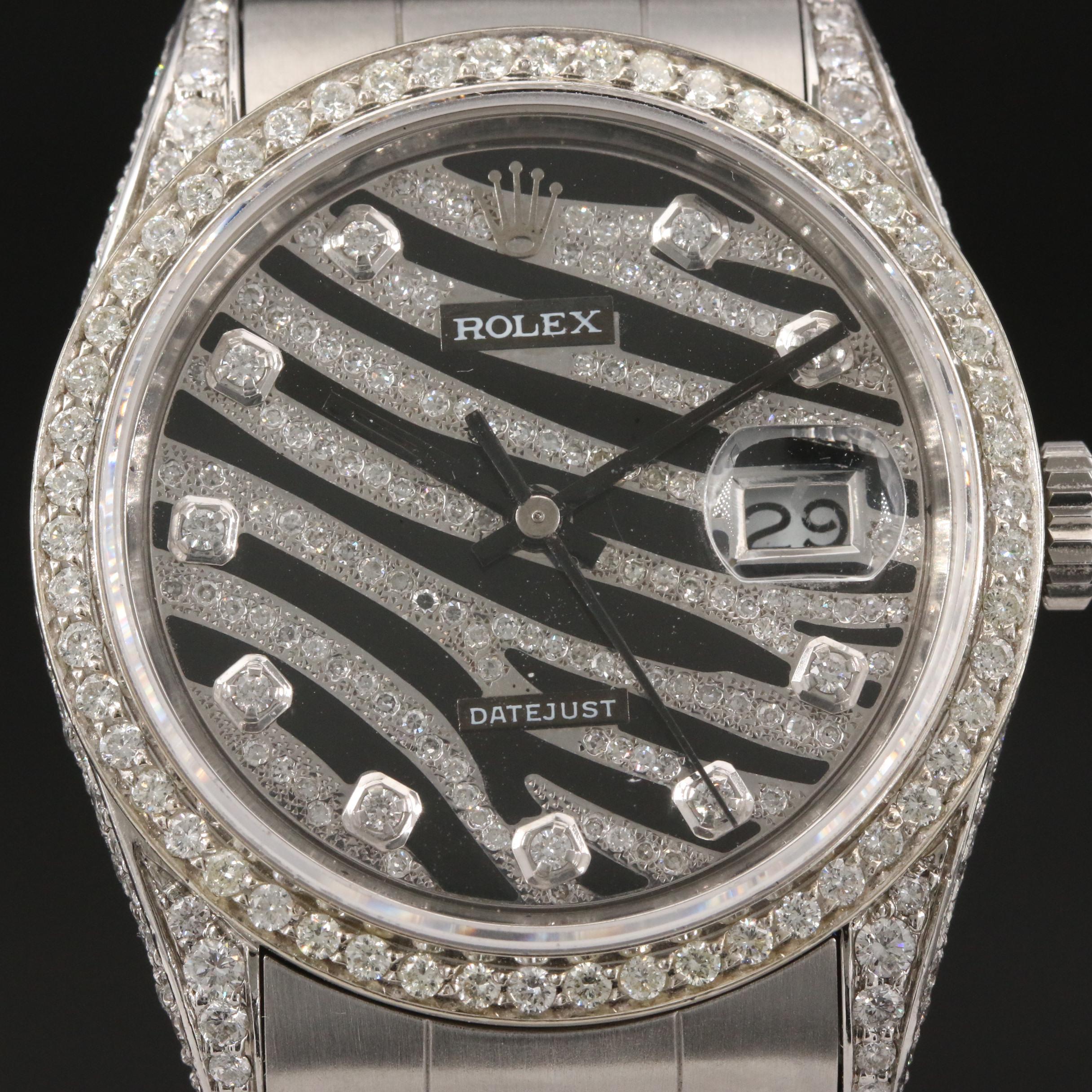1989 Rolex Datejust 3.65 CTW Diamond Watch with Zebra Dial