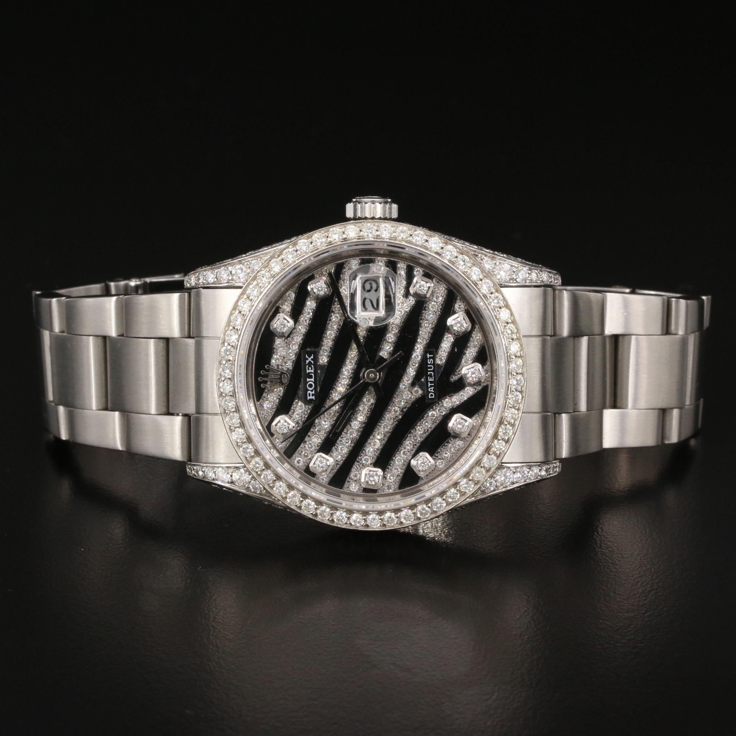 1989 Rolex Datejust 3.65 CTW Diamond Watch with Zebra Dial