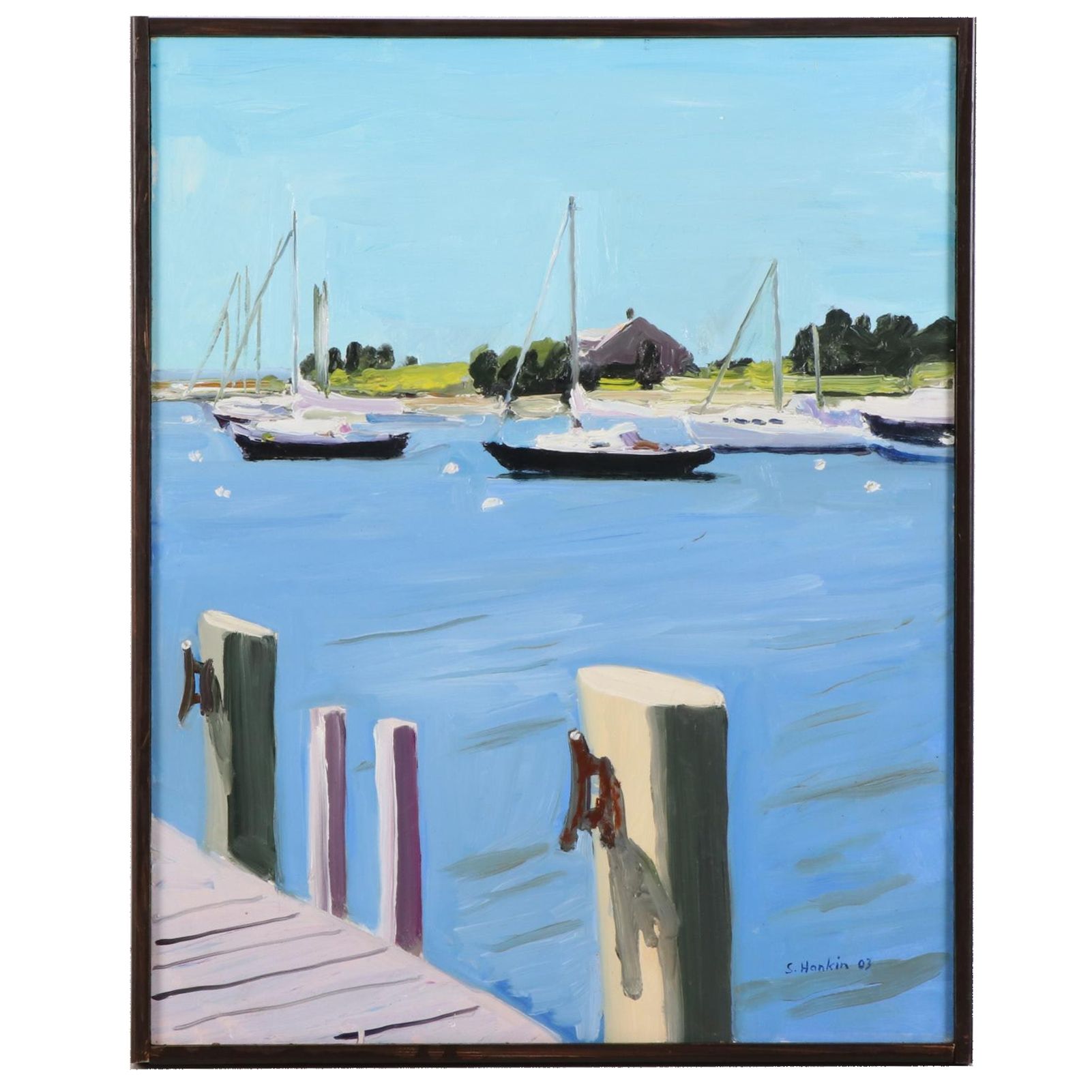 Stephen Hankin Oil Painting "Anchored Sailboats, Cape Cod," 2003