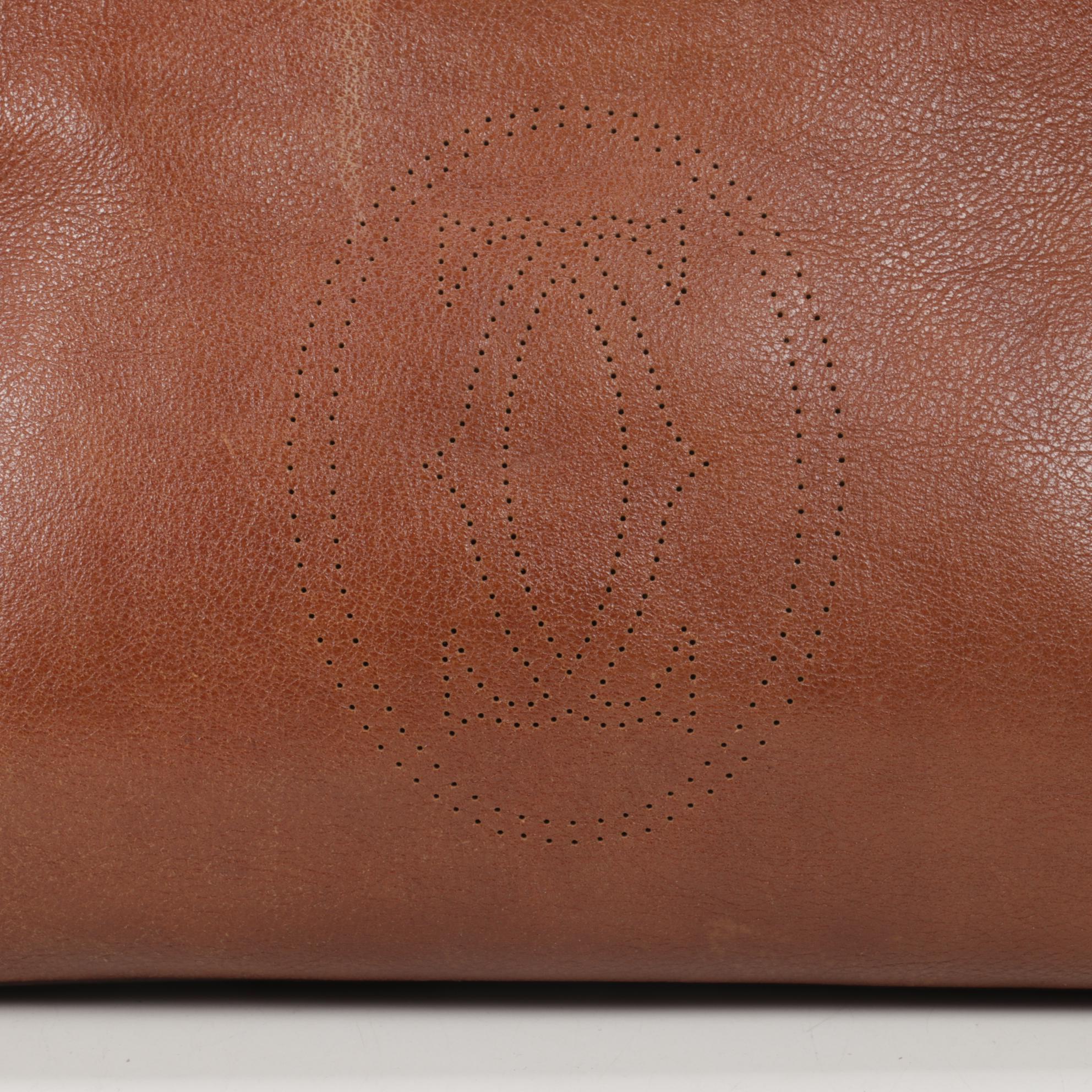 Cartier Marcello Shoulder Bag in Grained Brown Leather with Contrast Stitching