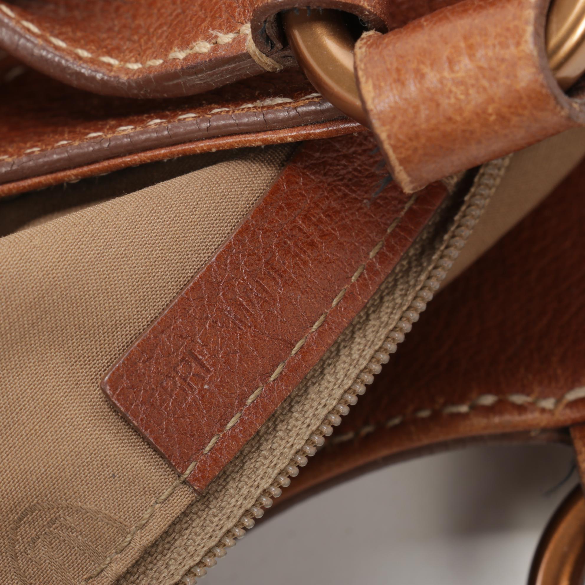 Cartier Marcello Shoulder Bag in Grained Brown Leather with Contrast Stitching