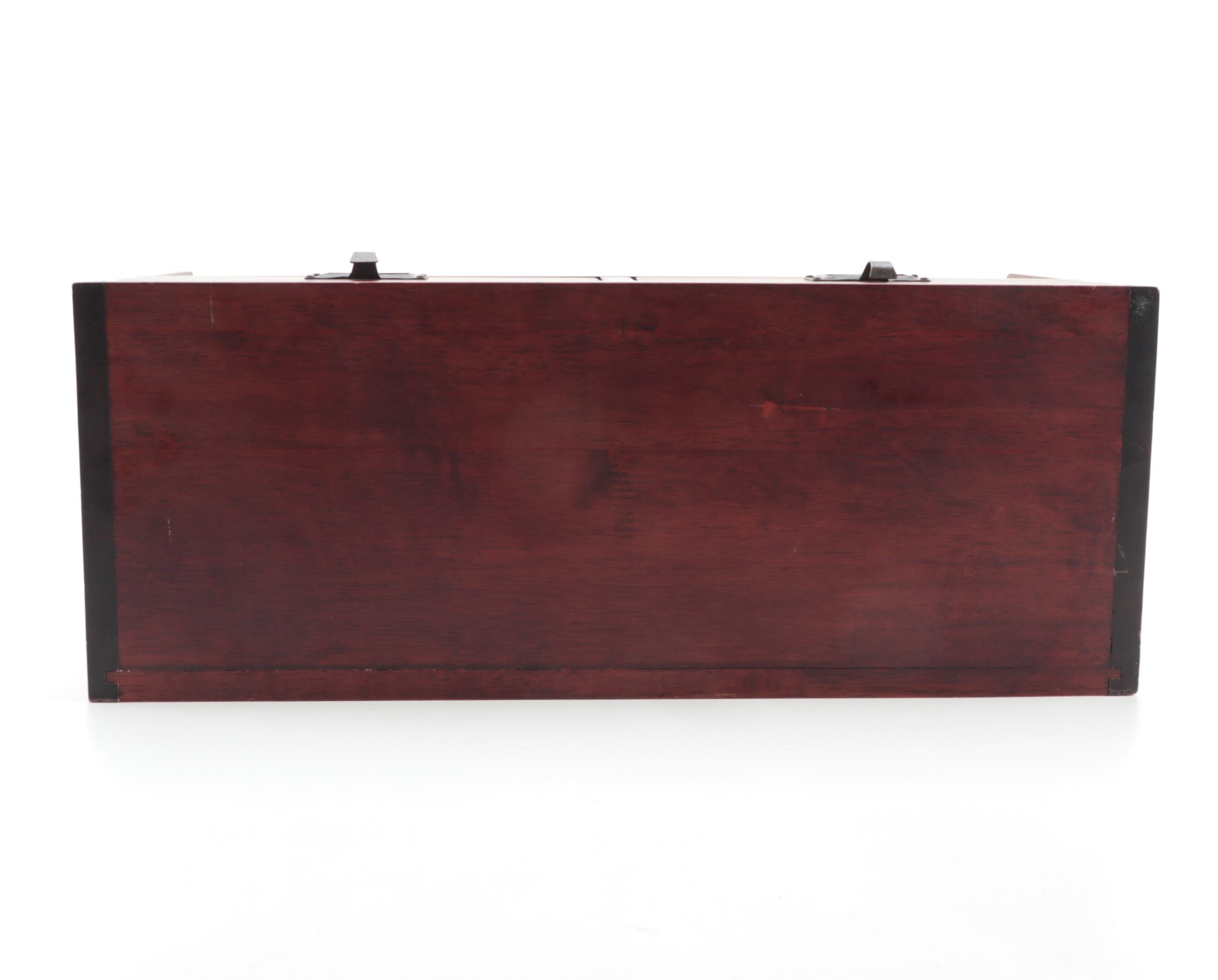 Floating Shelf with Drawers, Zodiac Hourglass, and Other Office Accessories