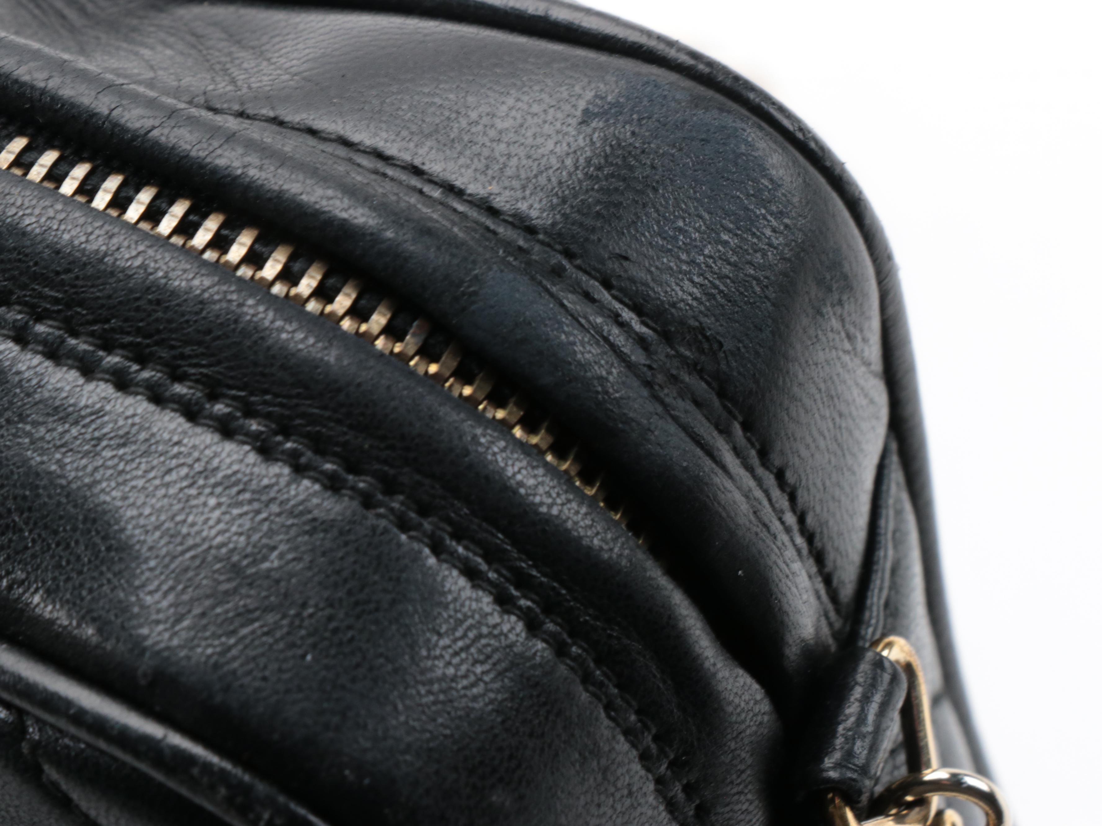 Chanel Quilted CC Stitch Camera Tassel Bag in Black Lambskin Leather