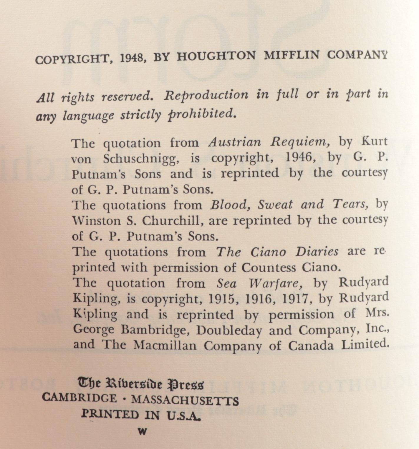 Complete "The Second World War" Six-Volume Set by Winston Churchill