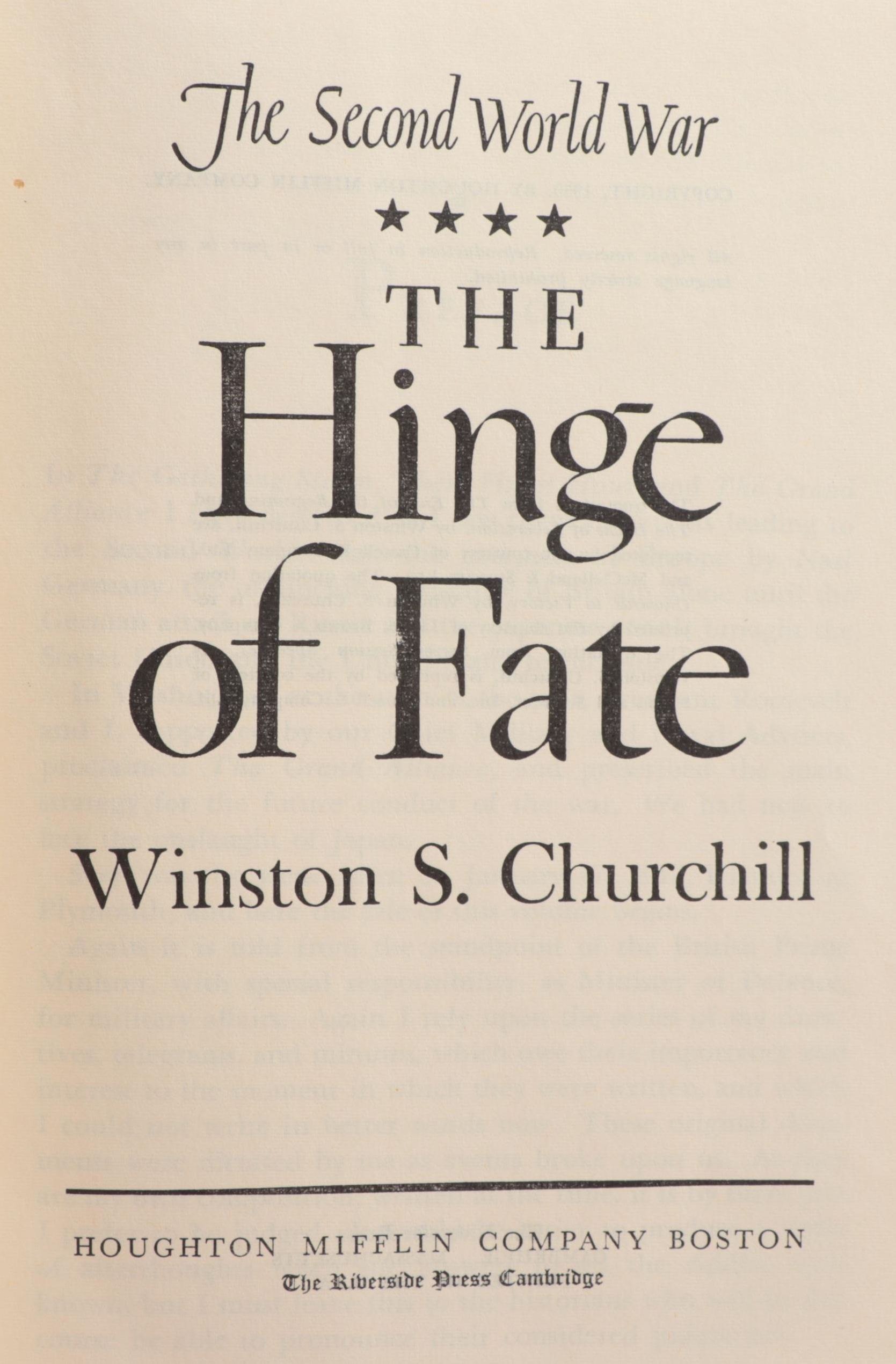 Complete "The Second World War" Six-Volume Set by Winston Churchill