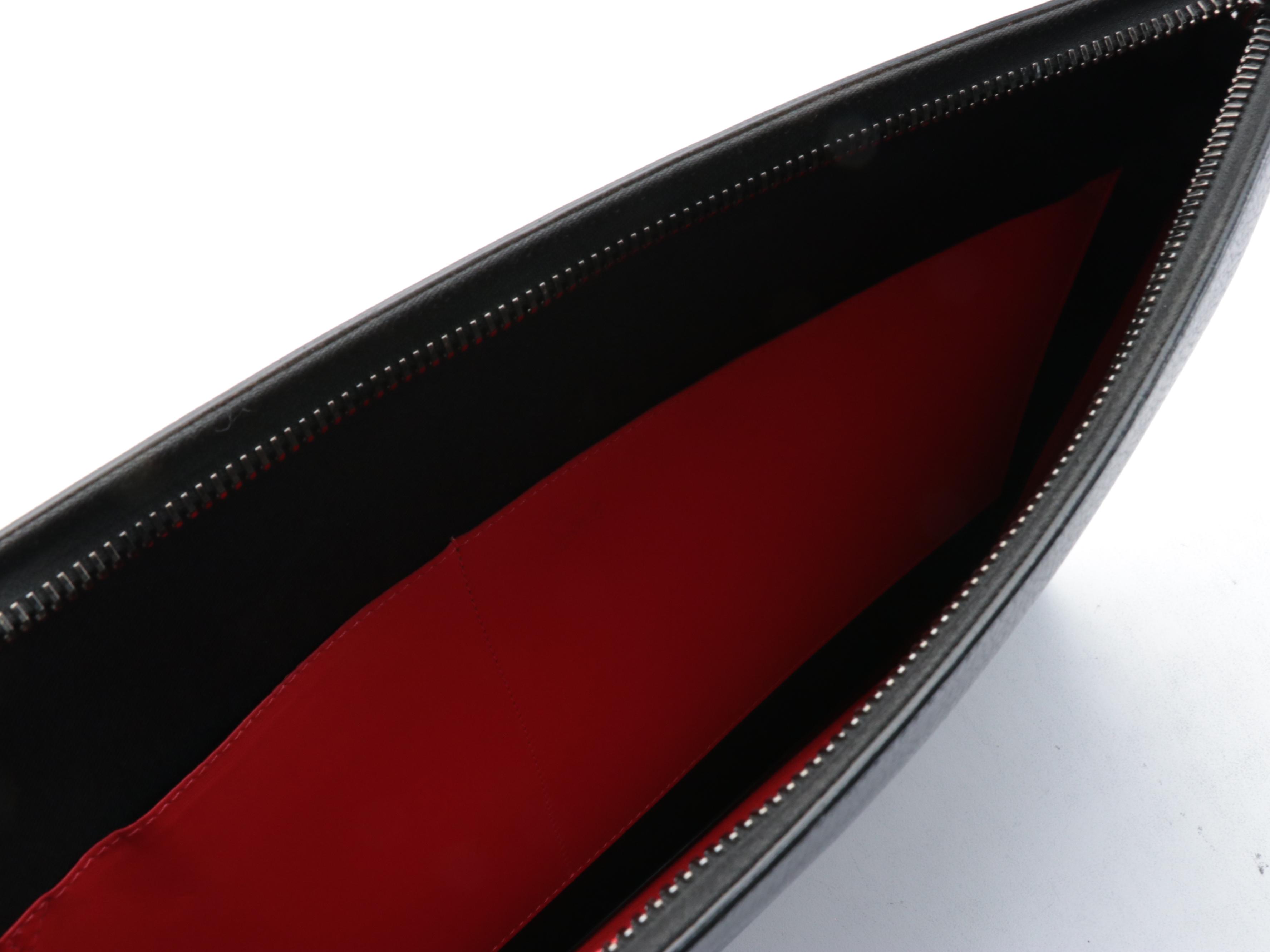 Christian Louboutin Large Trictac Portfolio Bag in Blue Grained Leather