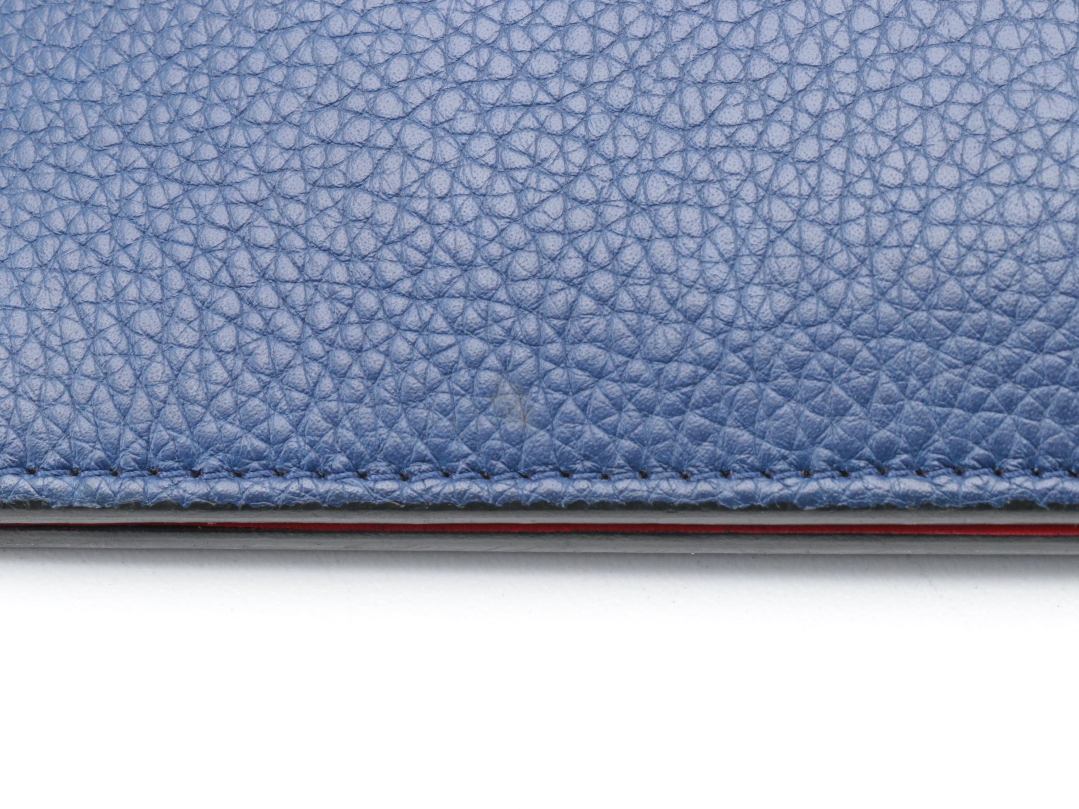 Christian Louboutin Large Trictac Portfolio Bag in Blue Grained Leather