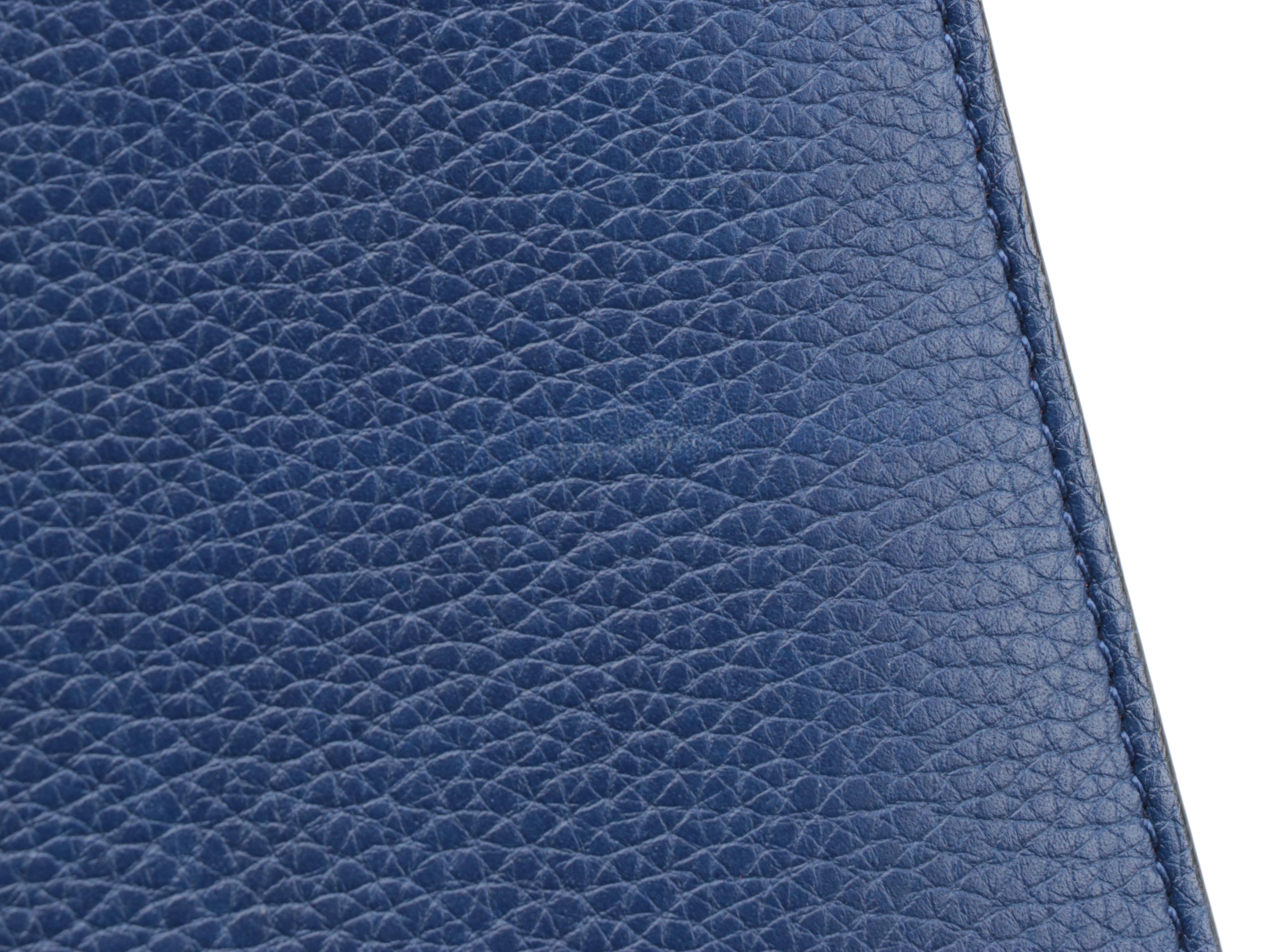 Christian Louboutin Large Trictac Portfolio Bag in Blue Grained Leather