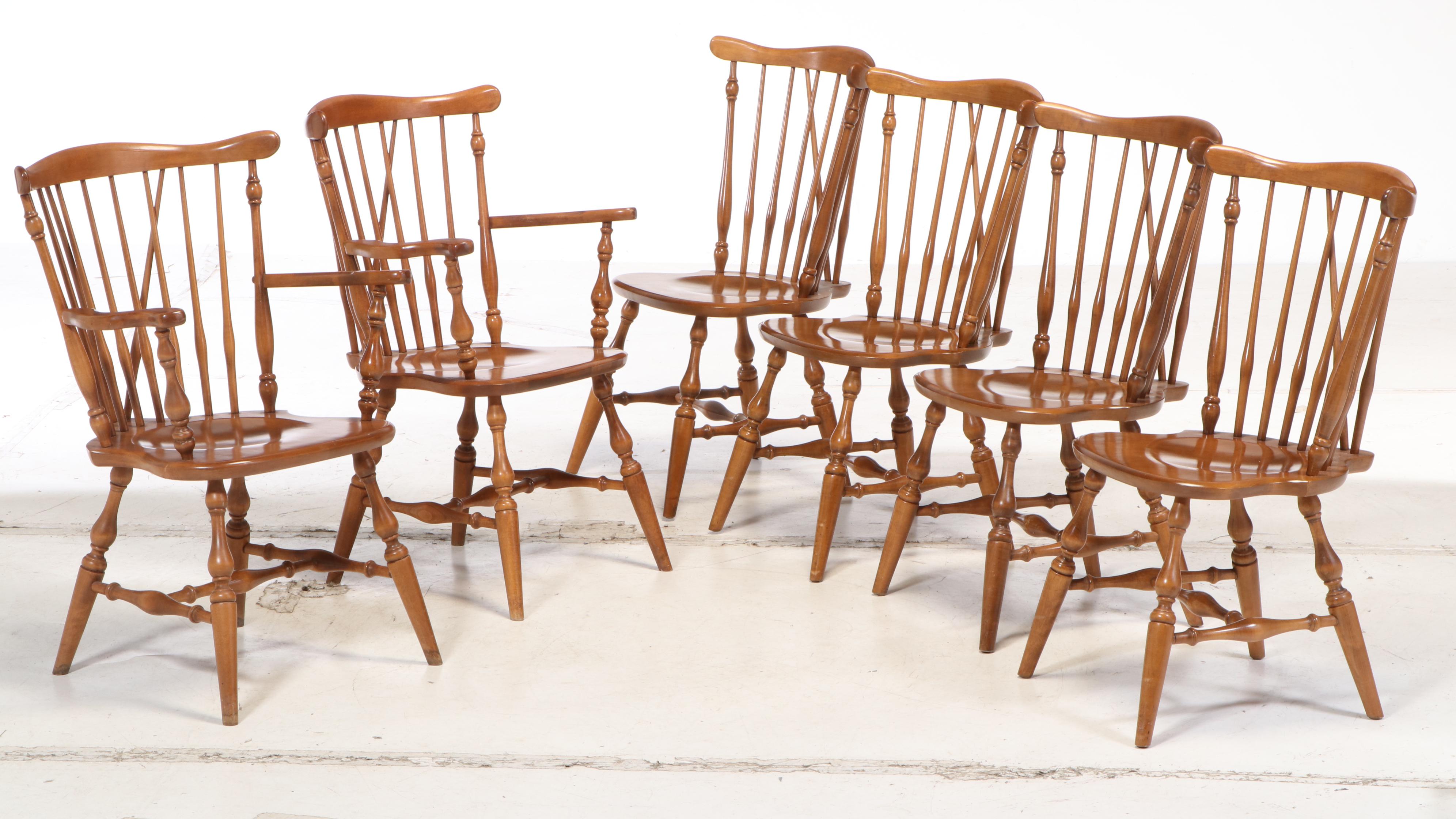 Seven-Piece Ethan Allen Maple Dining Set, Late 20th Century