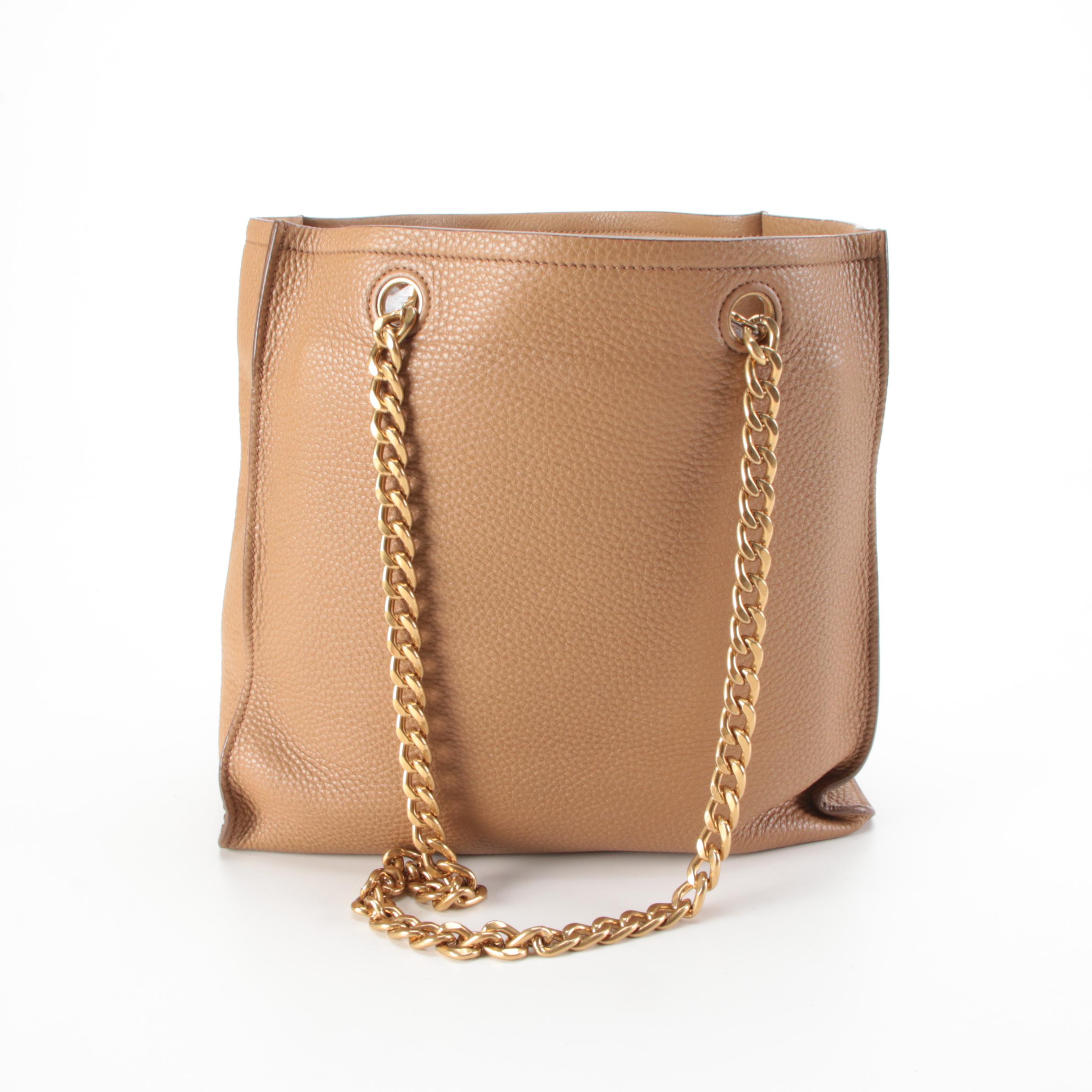 Prada Front Pocket Shopping Tote in Caramel Vitello Daino Leather