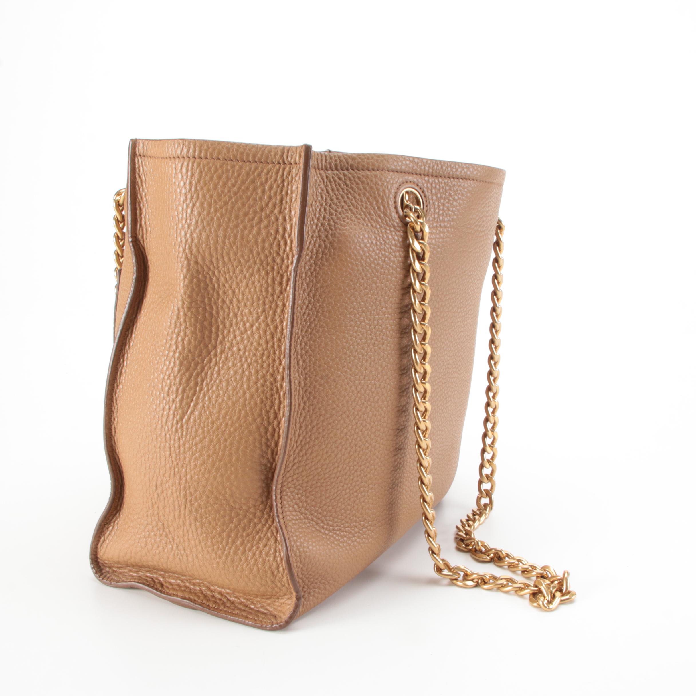 Prada Front Pocket Shopping Tote in Caramel Vitello Daino Leather