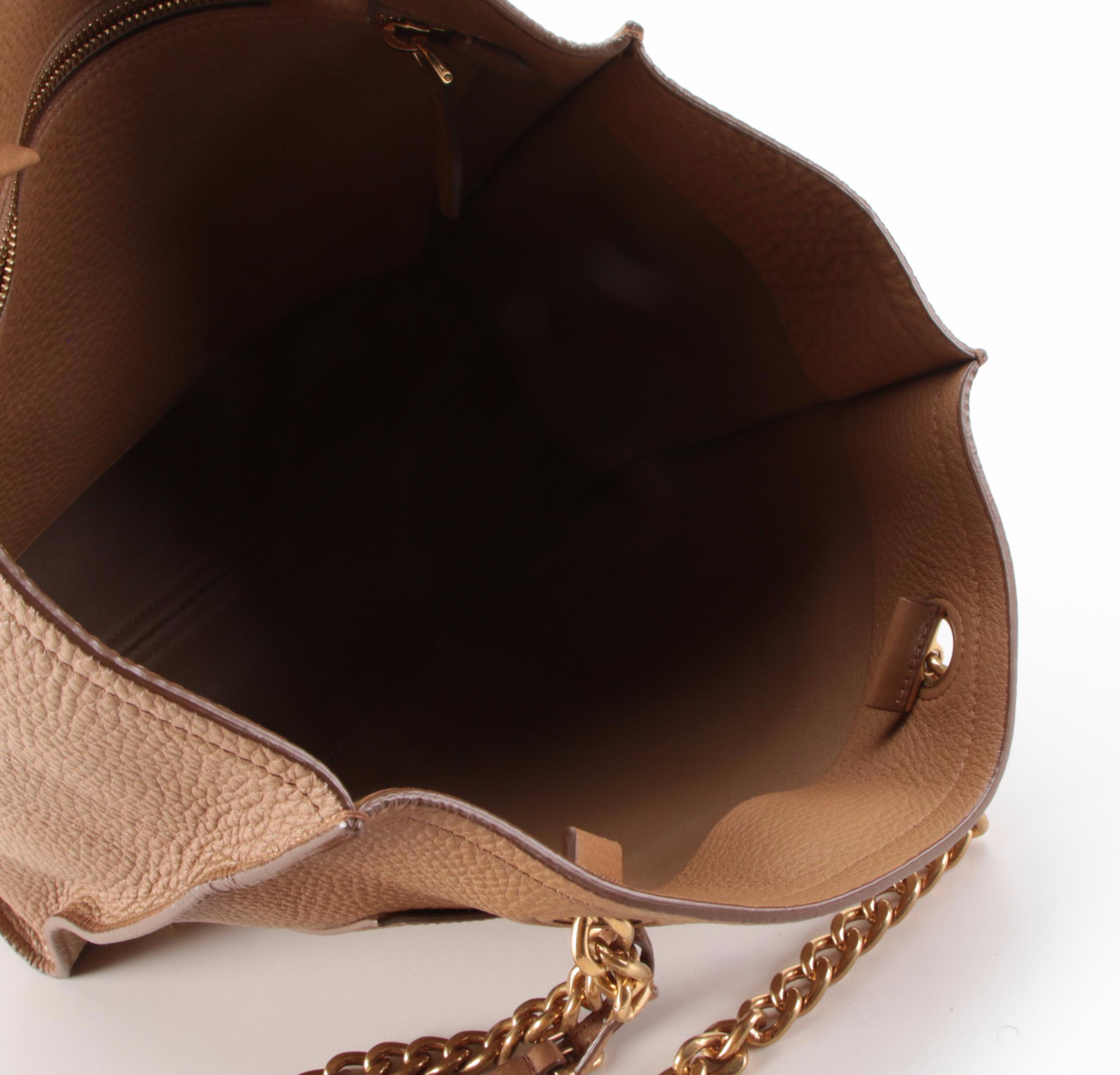 Prada Front Pocket Shopping Tote in Caramel Vitello Daino Leather