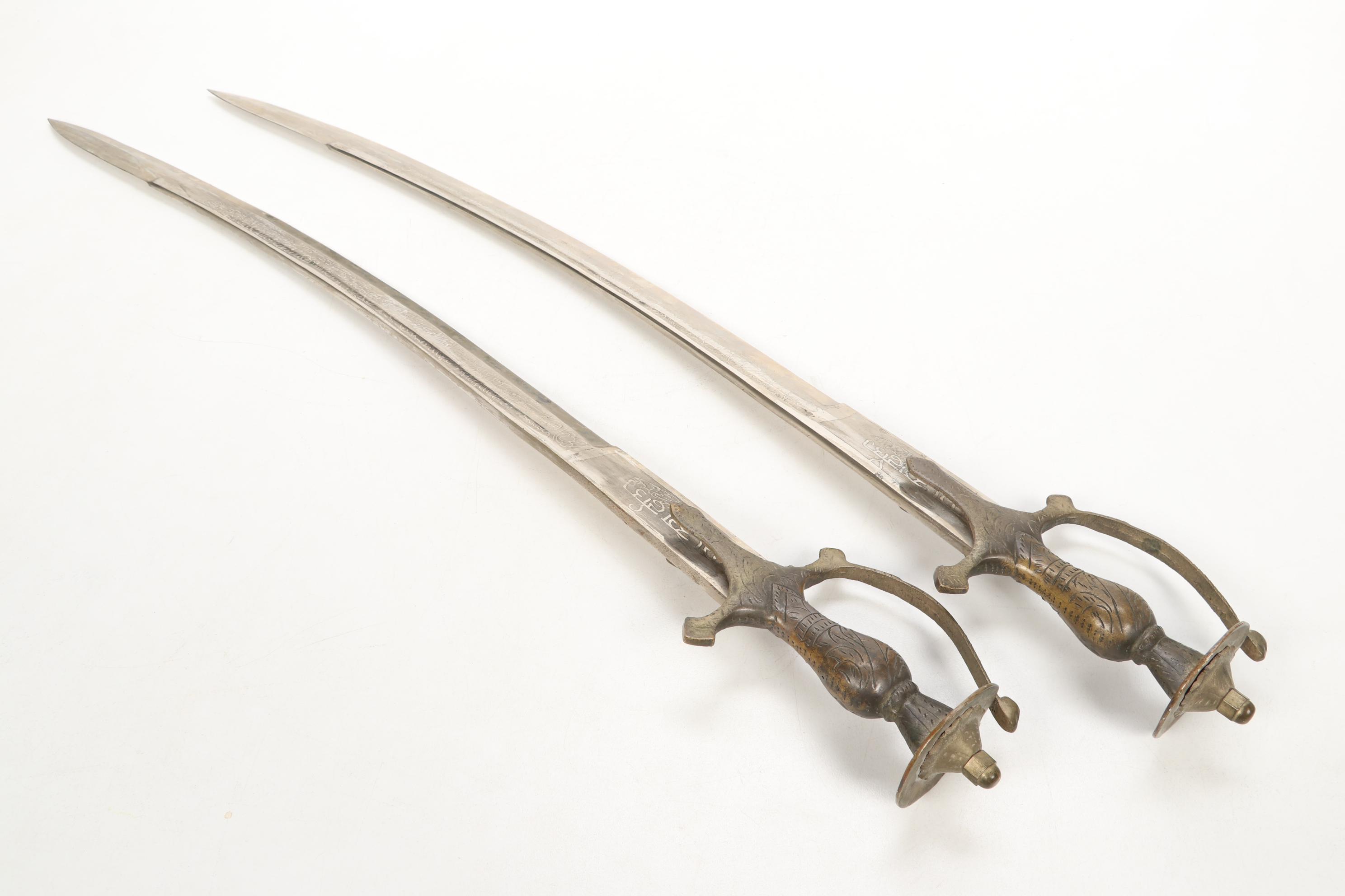 Indian Talwar Swords with Velvet Accented Sheaths