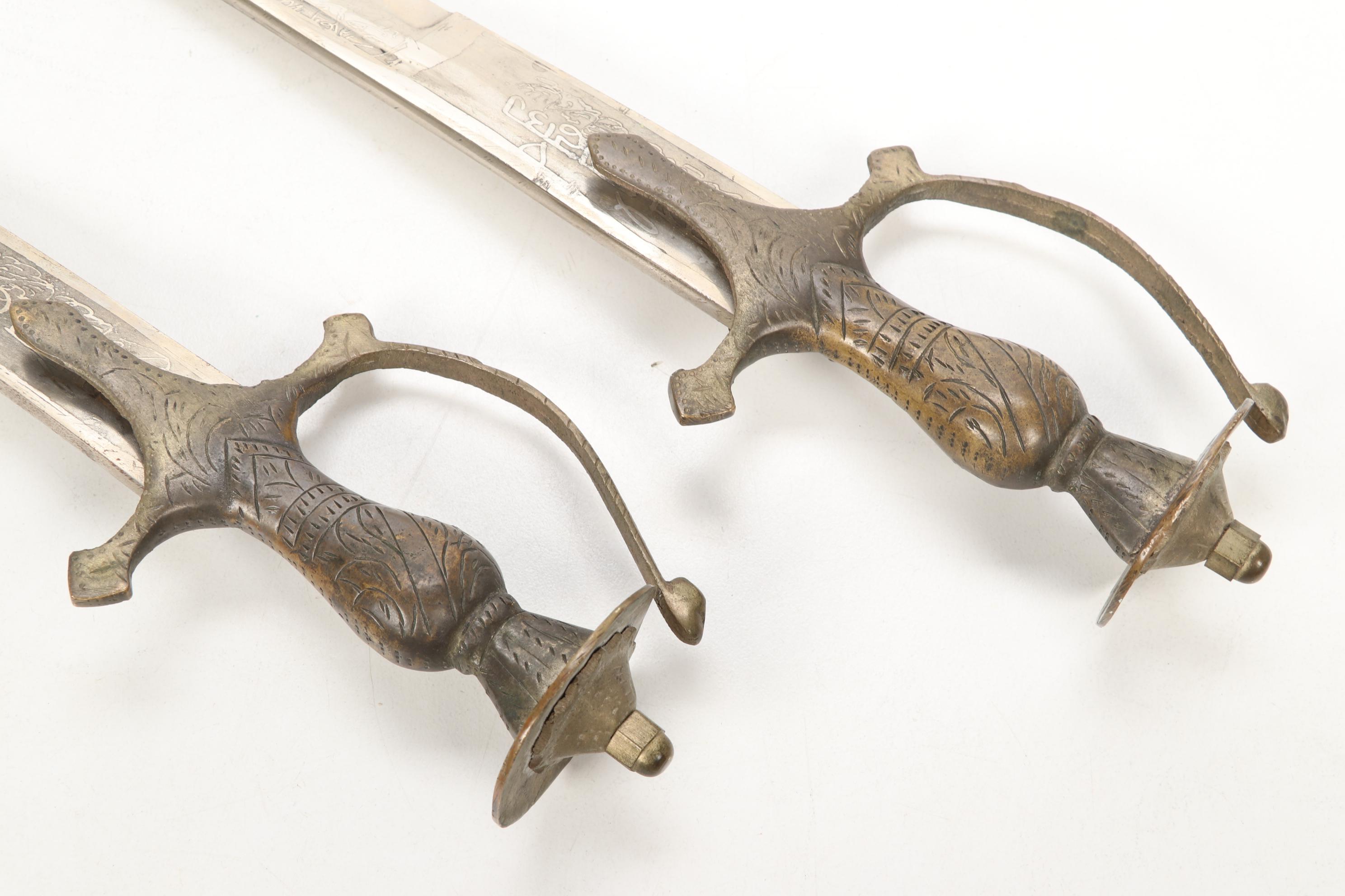 Indian Talwar Swords with Velvet Accented Sheaths