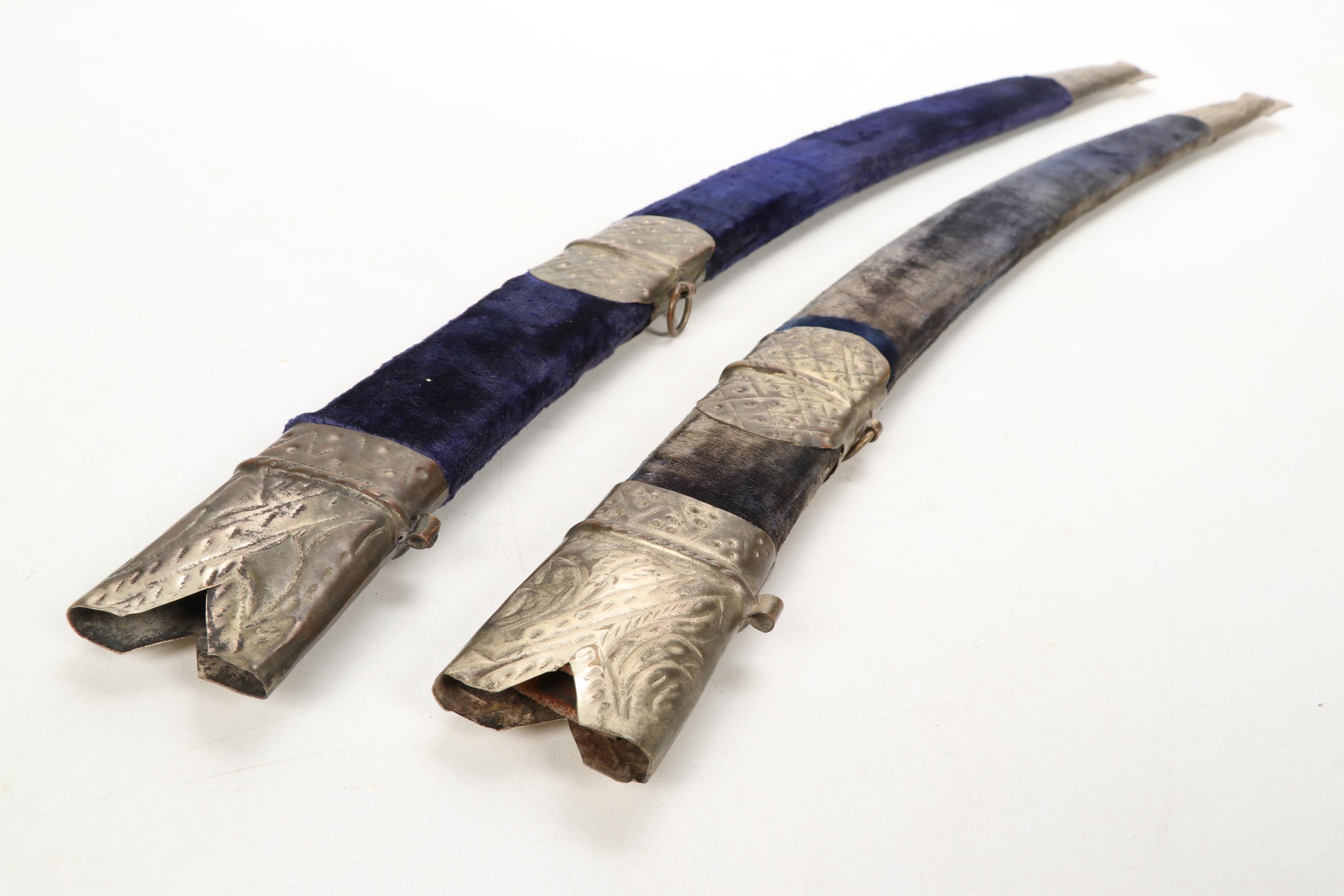Indian Talwar Swords with Velvet Accented Sheaths
