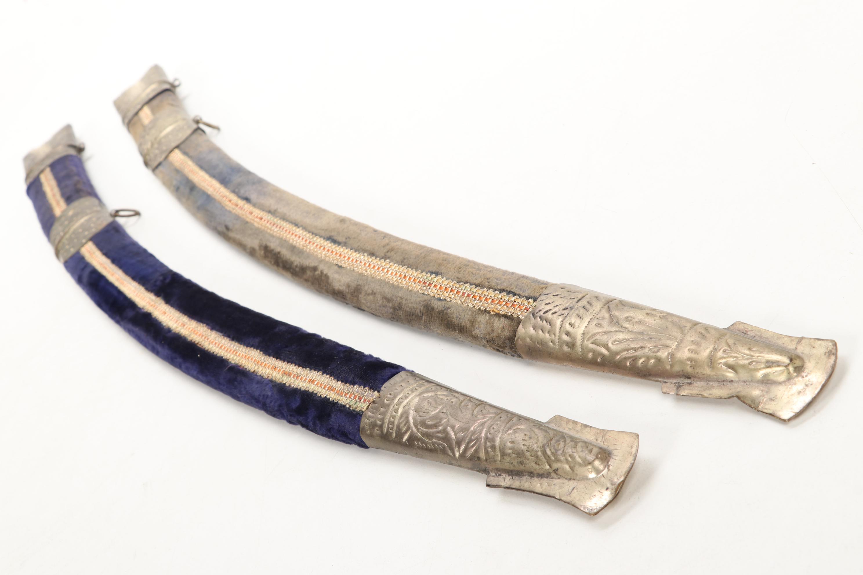 Indian Talwar Swords with Velvet Accented Sheaths