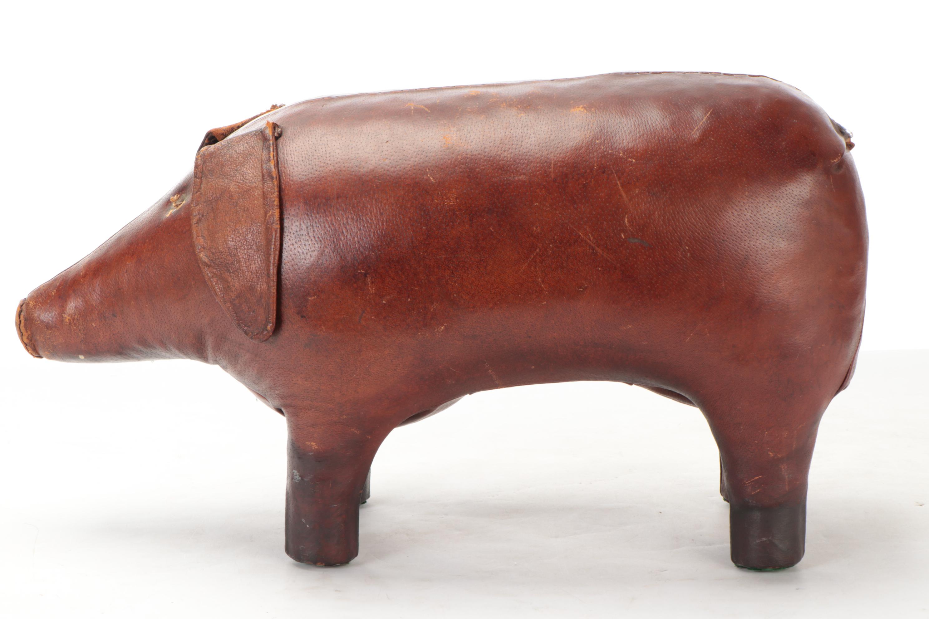 Dimitri Omersa for Abercrombie & Fitch Leather Pig Footstool