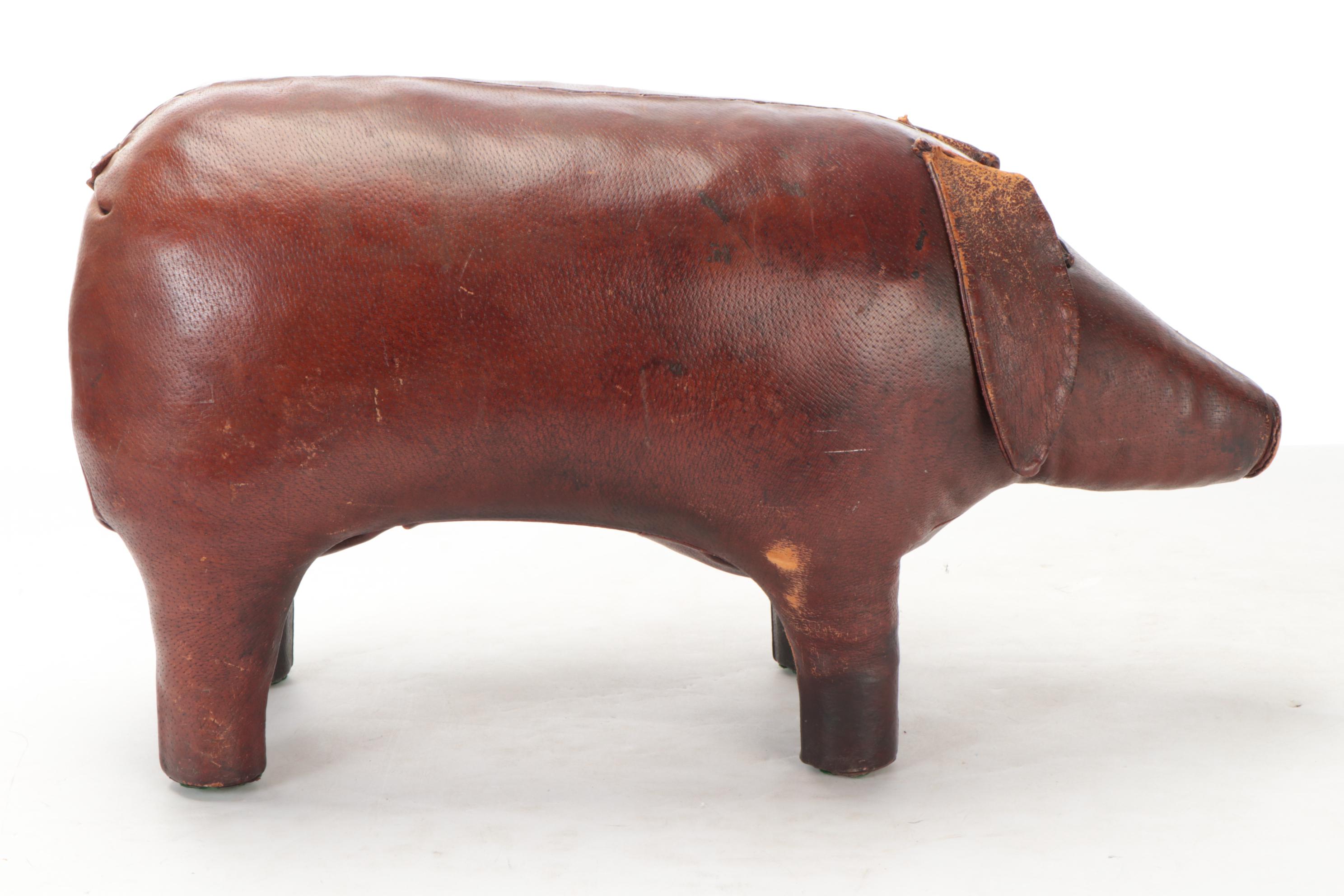 Dimitri Omersa for Abercrombie & Fitch Leather Pig Footstool