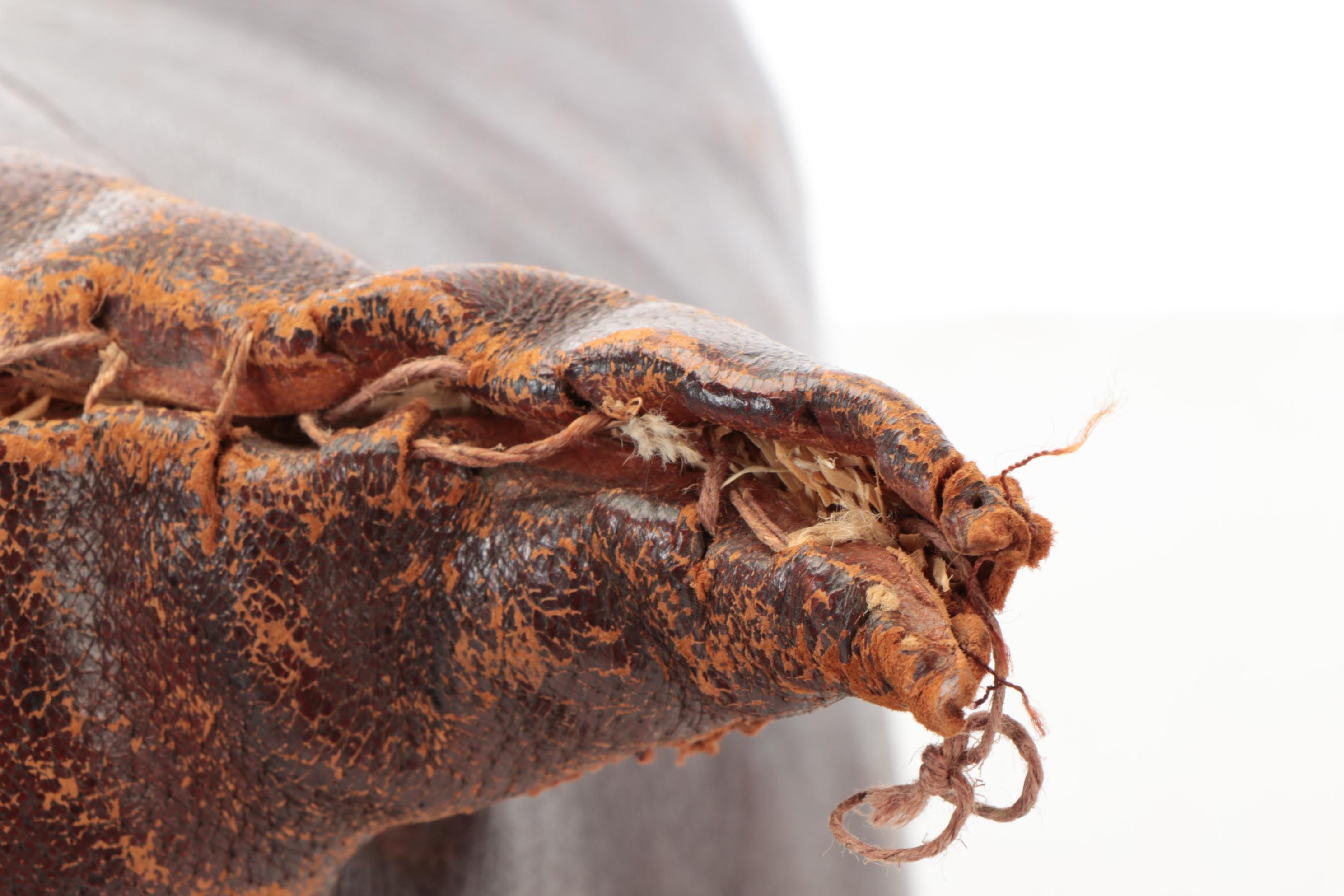 Dimitri Omersa for Abercrombie and Fitch Leather Bull Footstool, 1960s