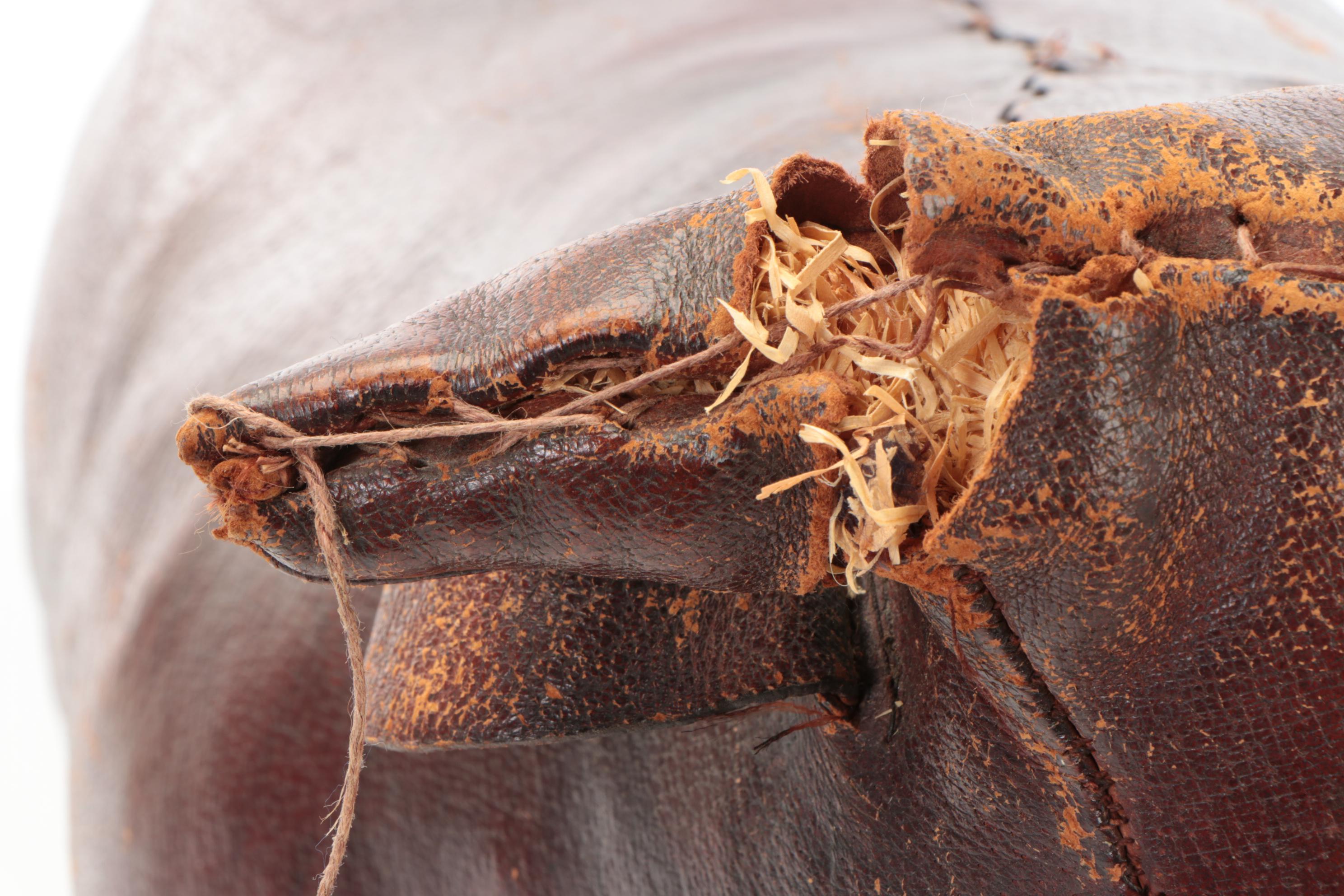 Dimitri Omersa for Abercrombie and Fitch Leather Bull Footstool, 1960s