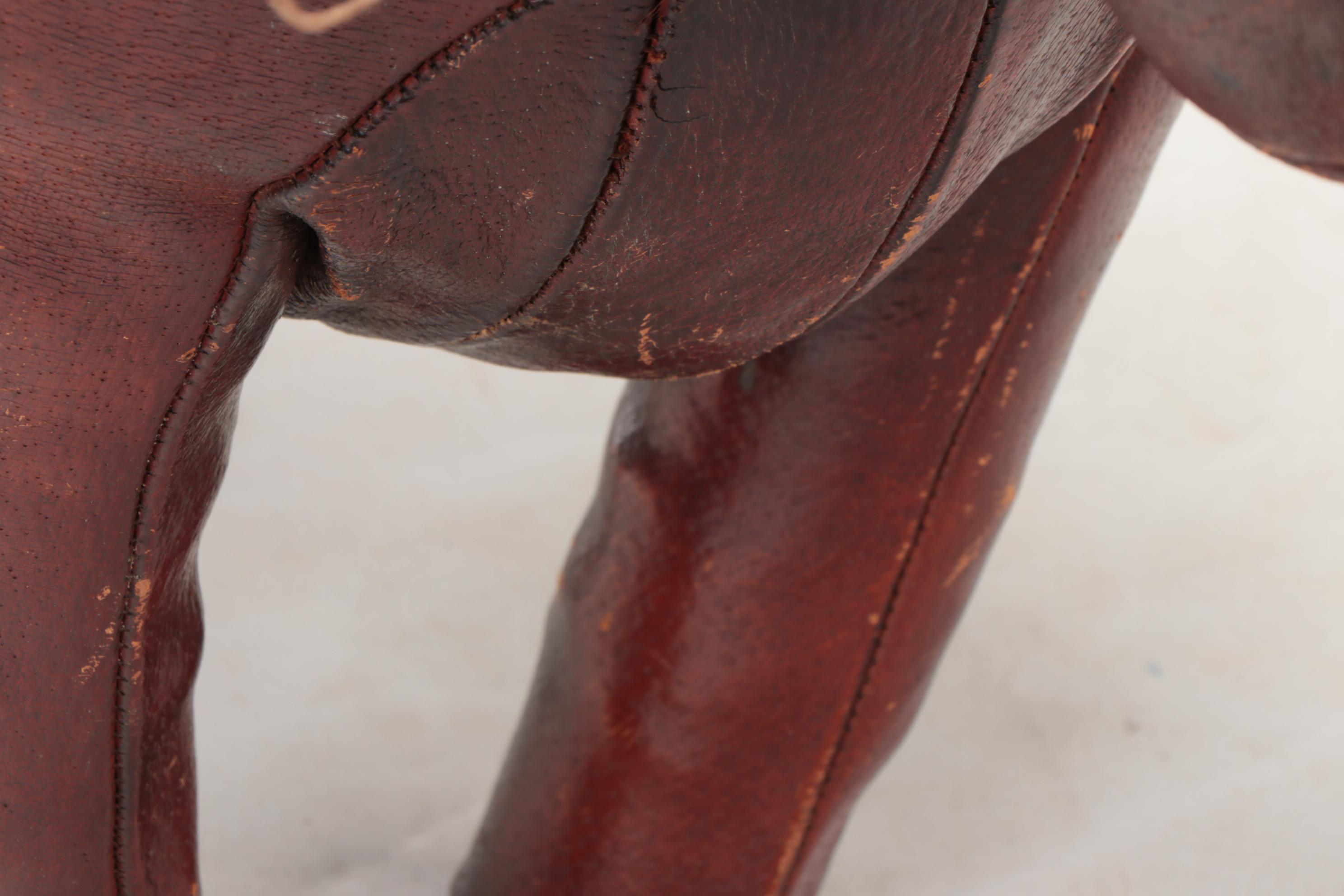 Dimitri Omersa for Abercrombie and Fitch Leather Bull Footstool, 1960s