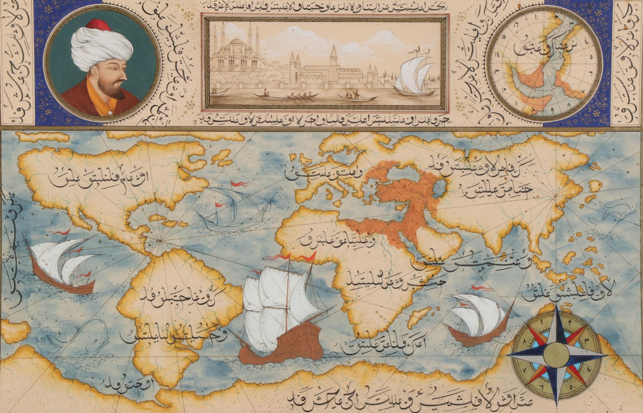Painting of the Ottoman Empire with Portrait of Sultan Mehmed II
