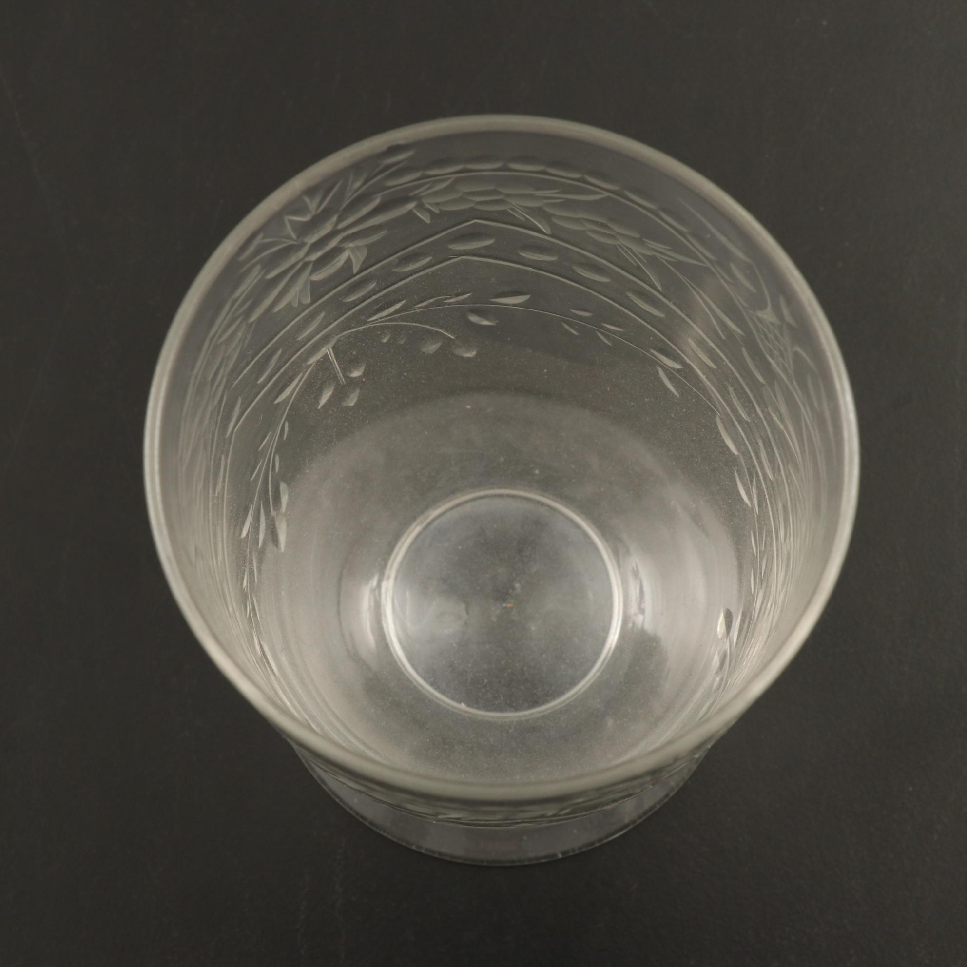 J.D. Schleissner and Söhne 800 Silver Footed Etched Glass Pitcher and Glasses