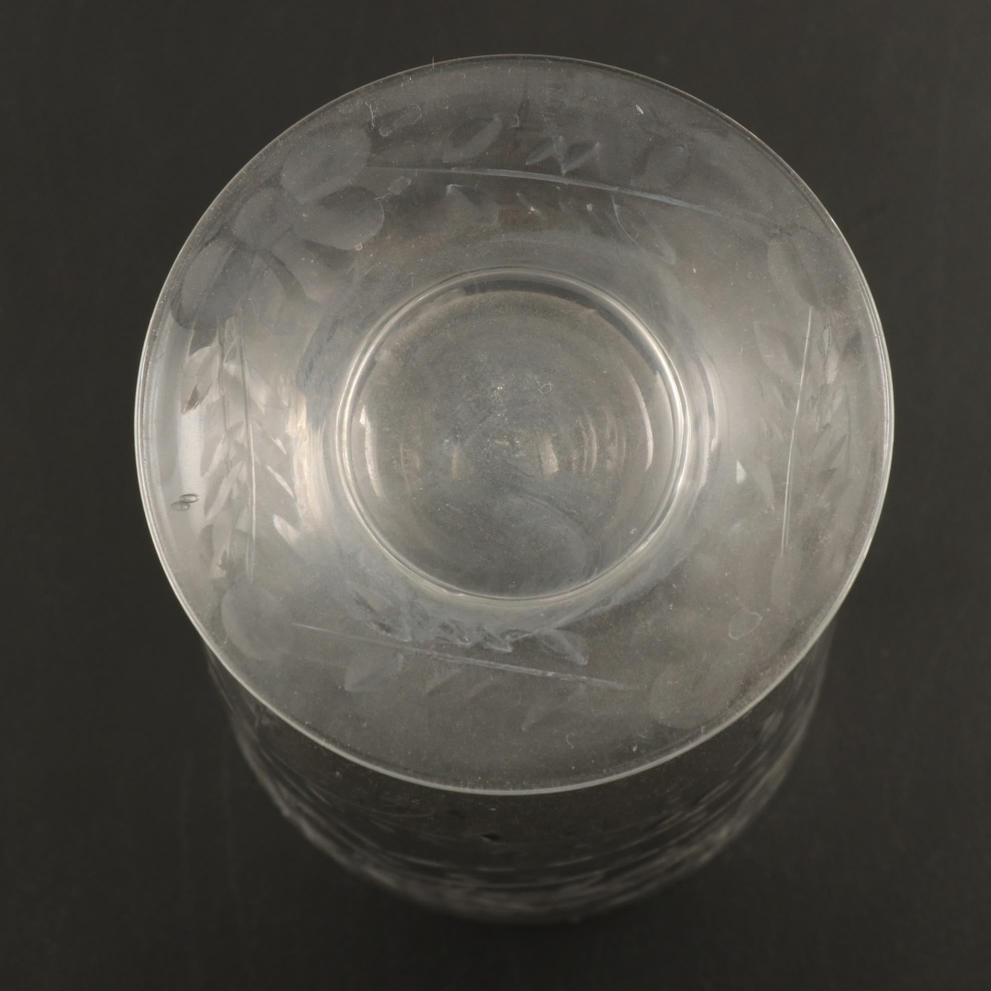 J.D. Schleissner and Söhne 800 Silver Footed Etched Glass Pitcher and Glasses