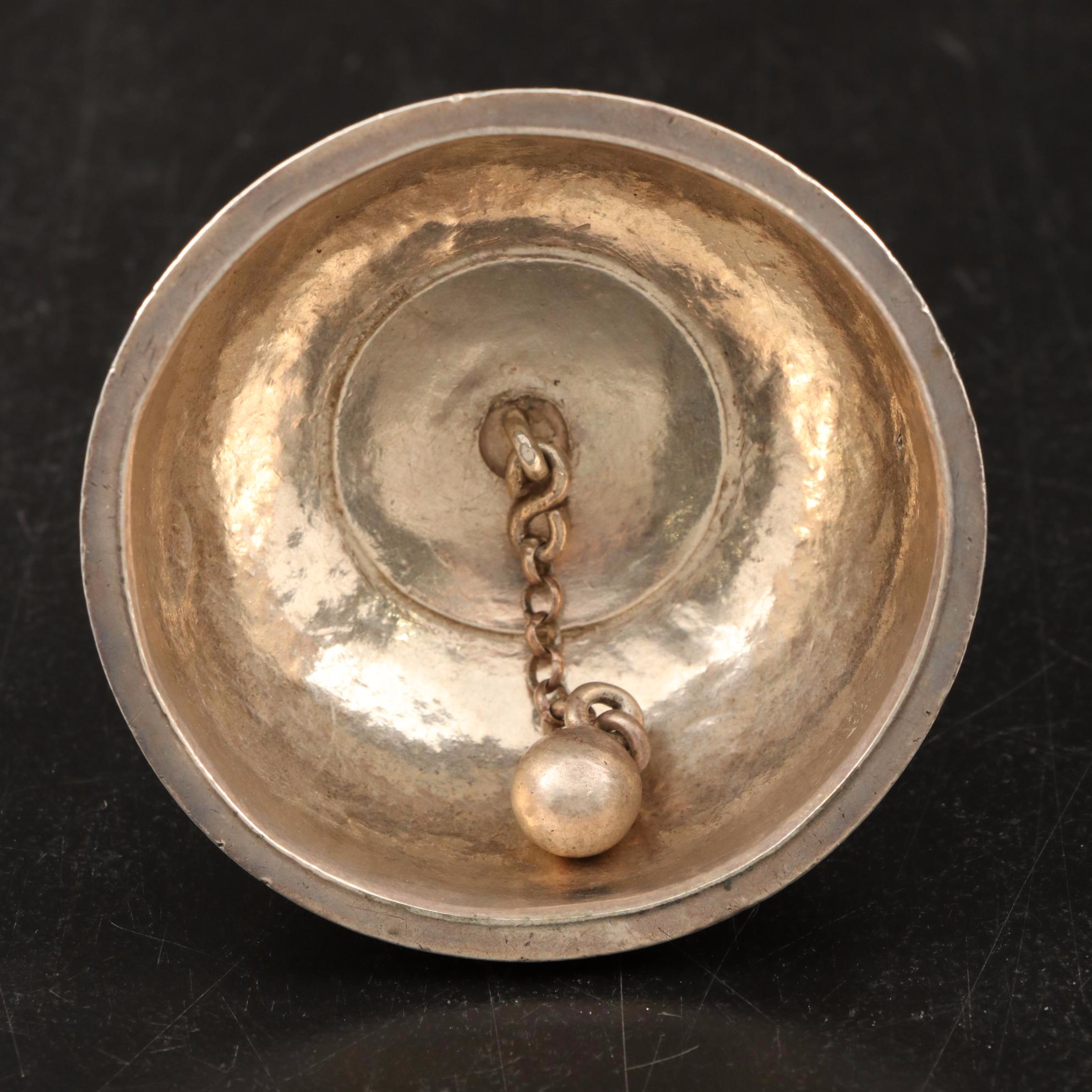 Swedish Engraved 830 Silver Bell with Figural Muse Handle, 1875