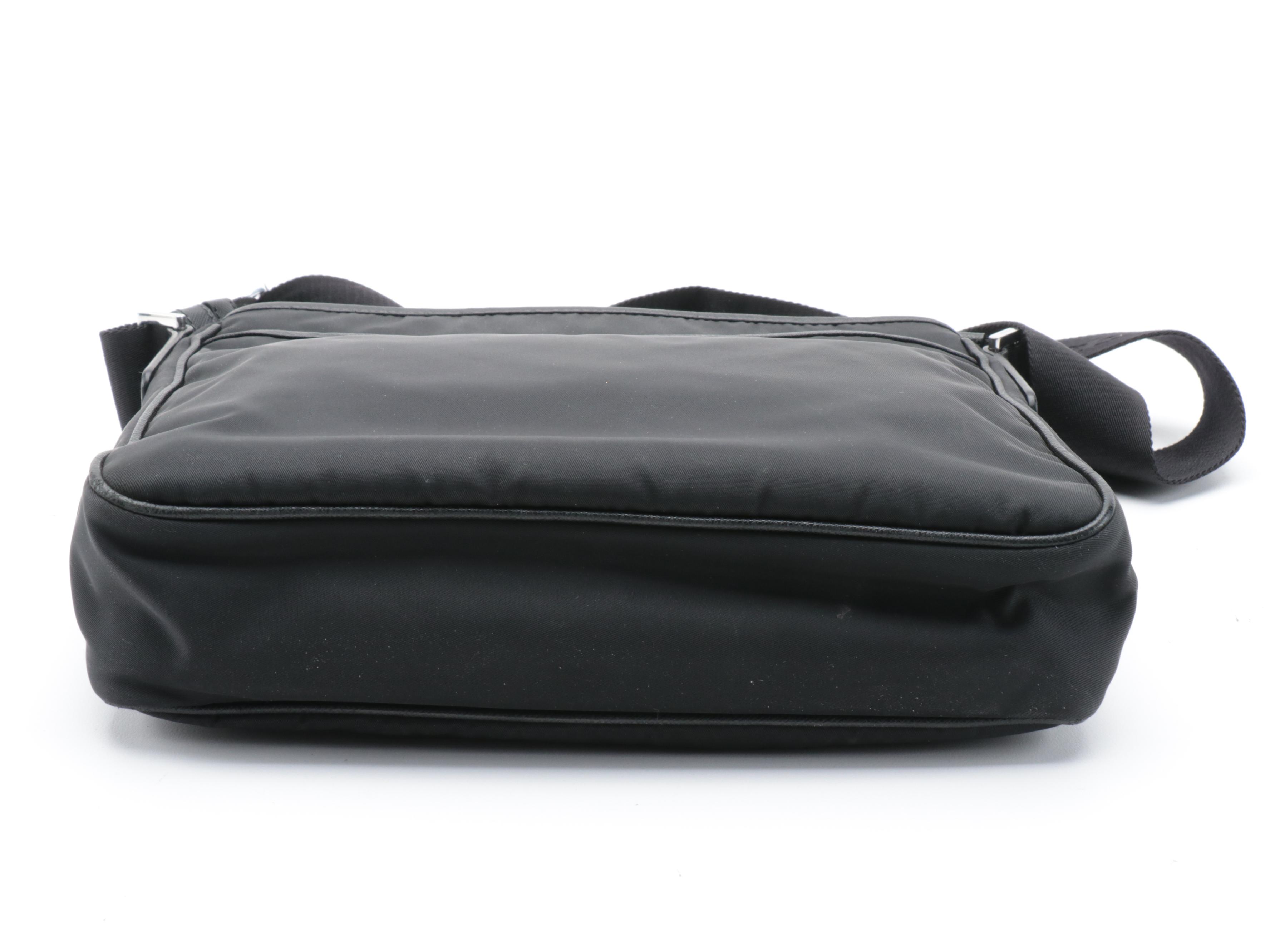 Prada Messenger Bag in Black Tessuto Nylon with Saffiano Leather Trim