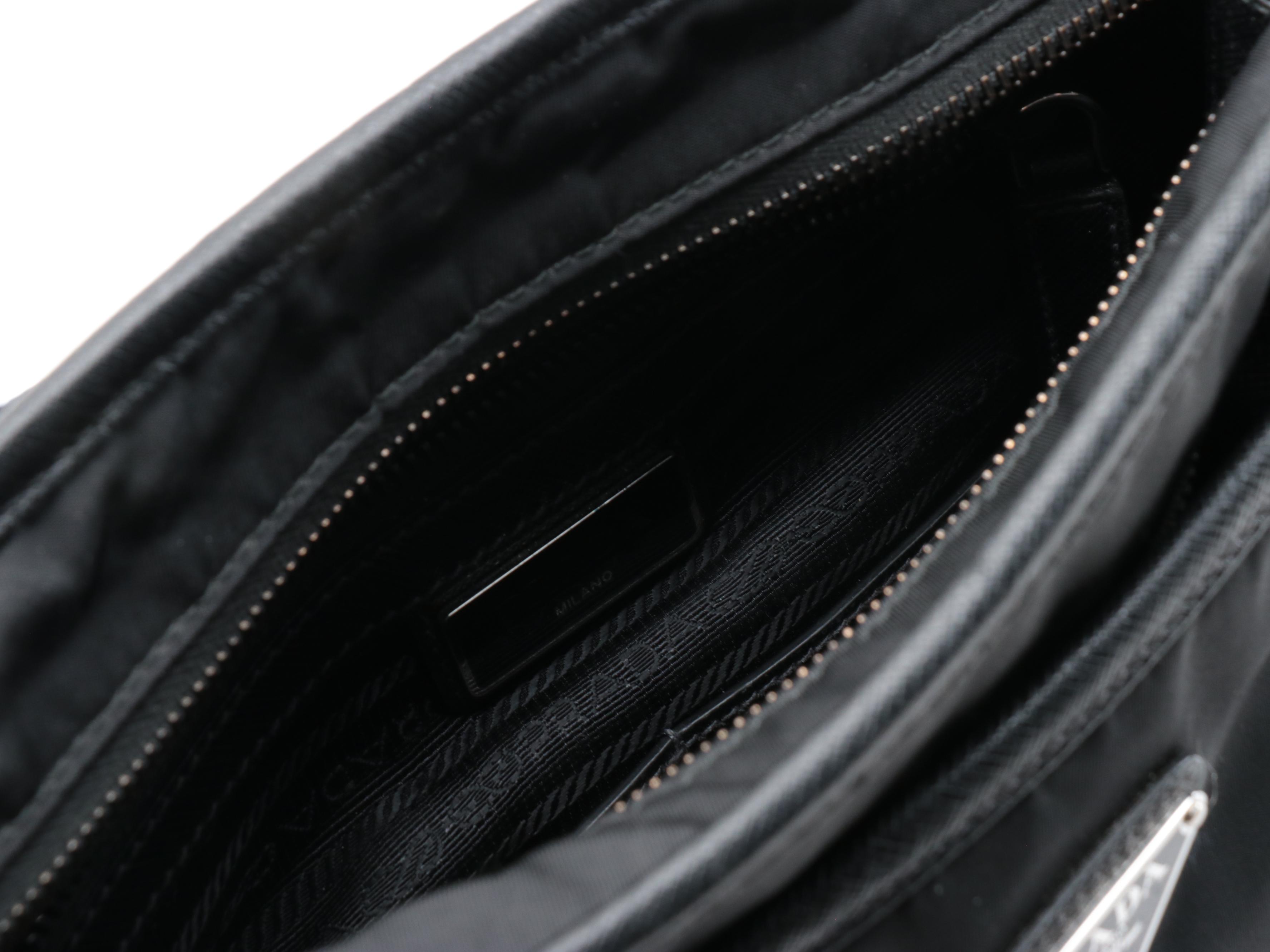 Prada Messenger Bag in Black Tessuto Nylon with Saffiano Leather Trim