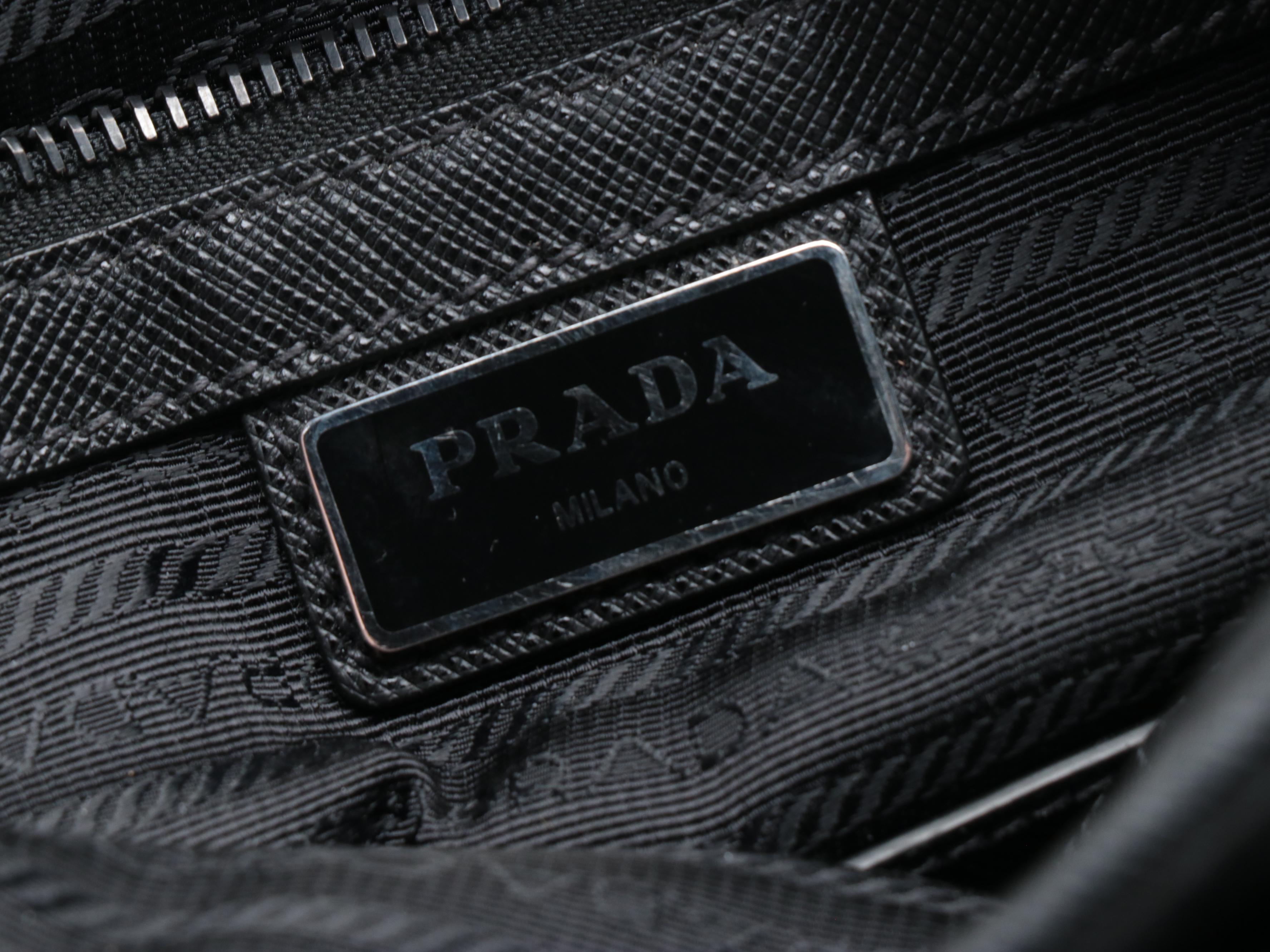Prada Messenger Bag in Black Tessuto Nylon with Saffiano Leather Trim