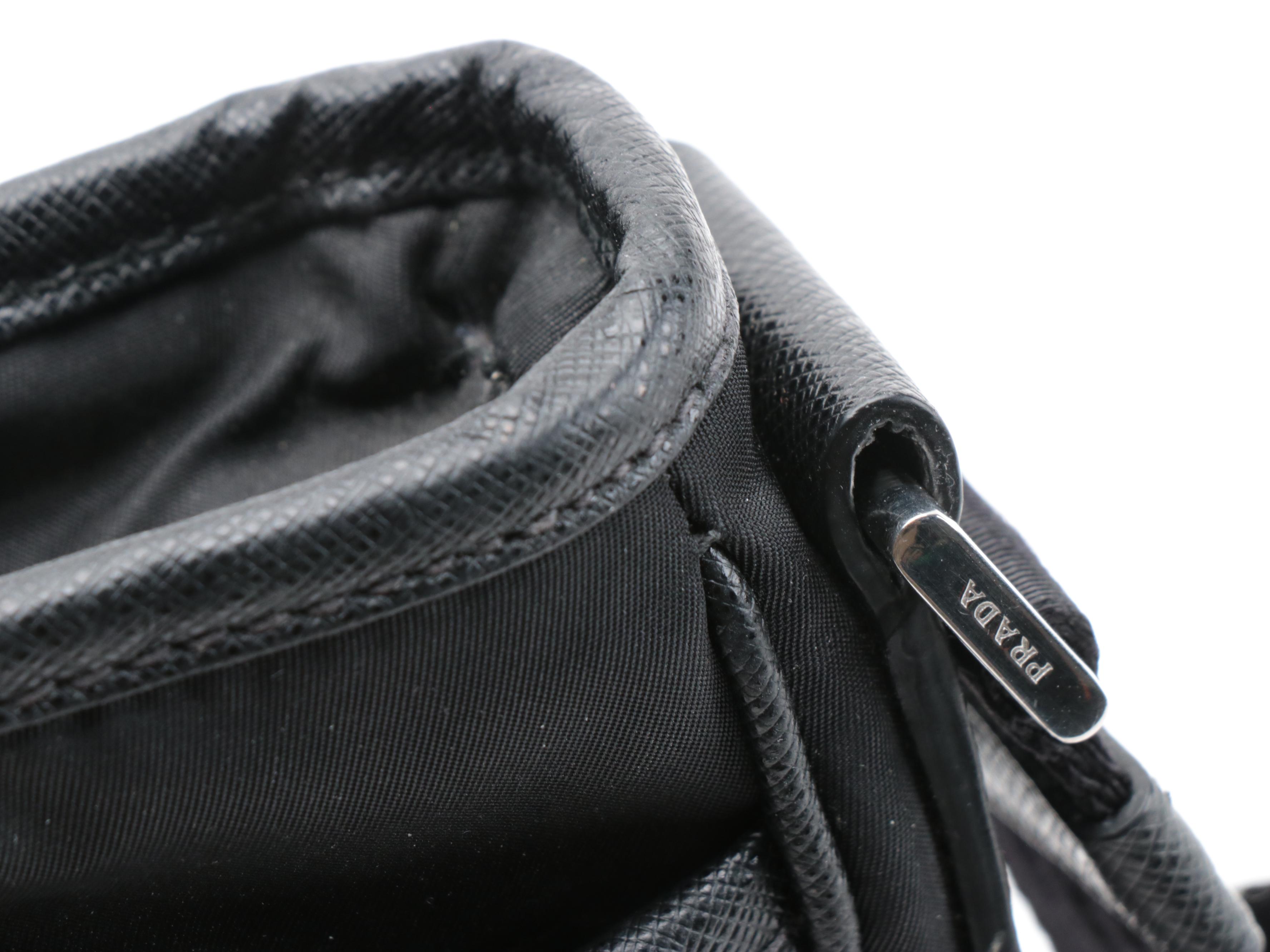 Prada Messenger Bag in Black Tessuto Nylon with Saffiano Leather Trim