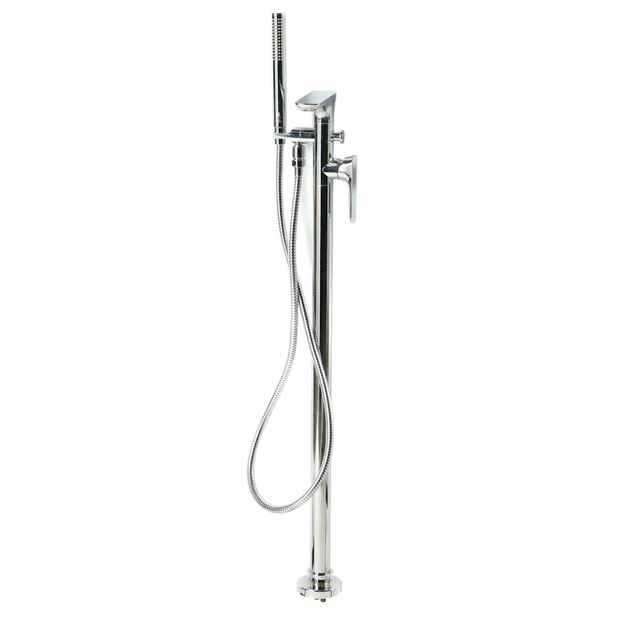 "Laghi" Chrome Freestanding Tub Filler with Hand Shower