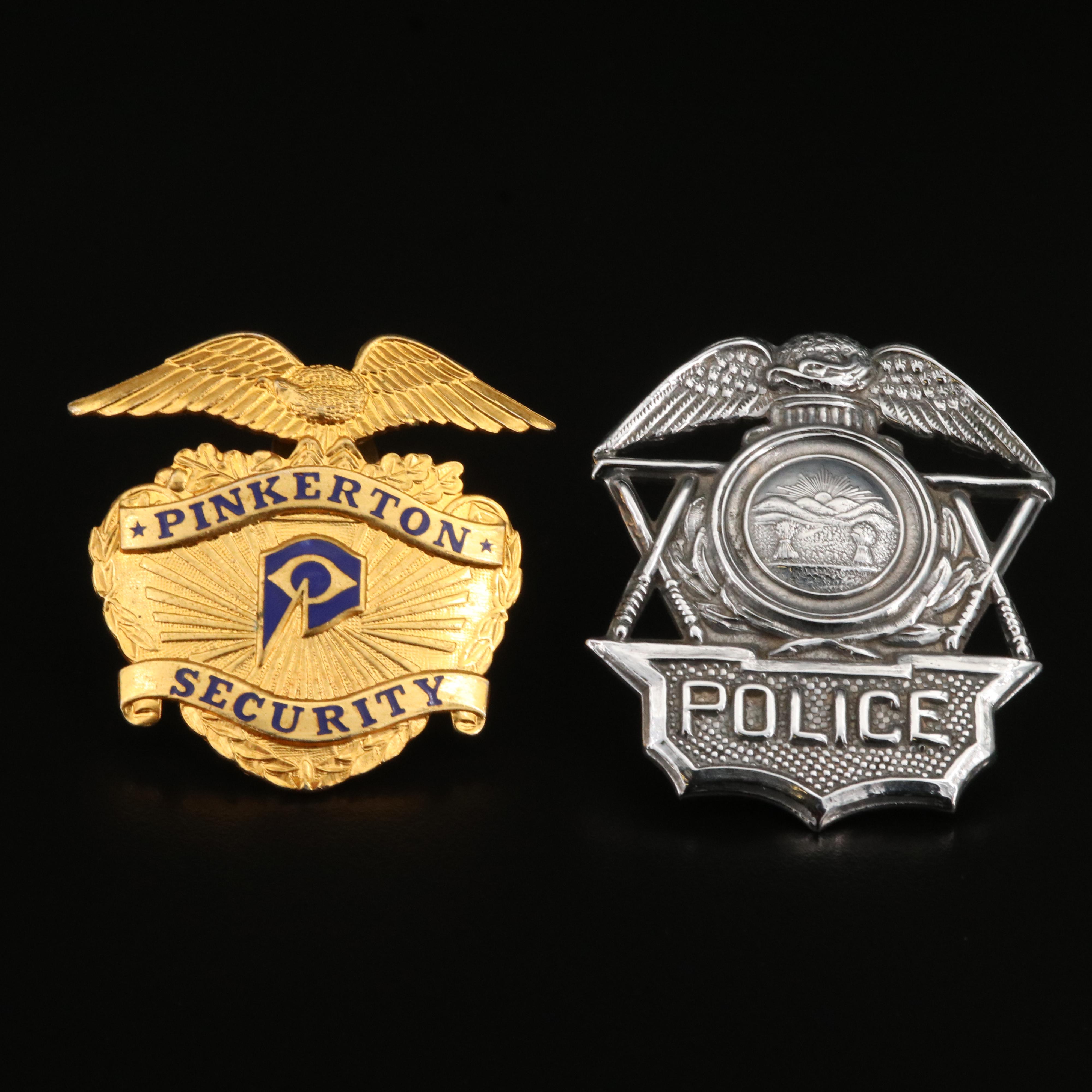 Enamel Pinkerton Security Badge and Police Badge