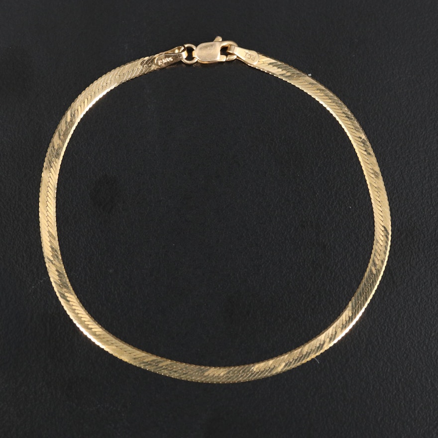 14K Herringbone Chain Bracelet