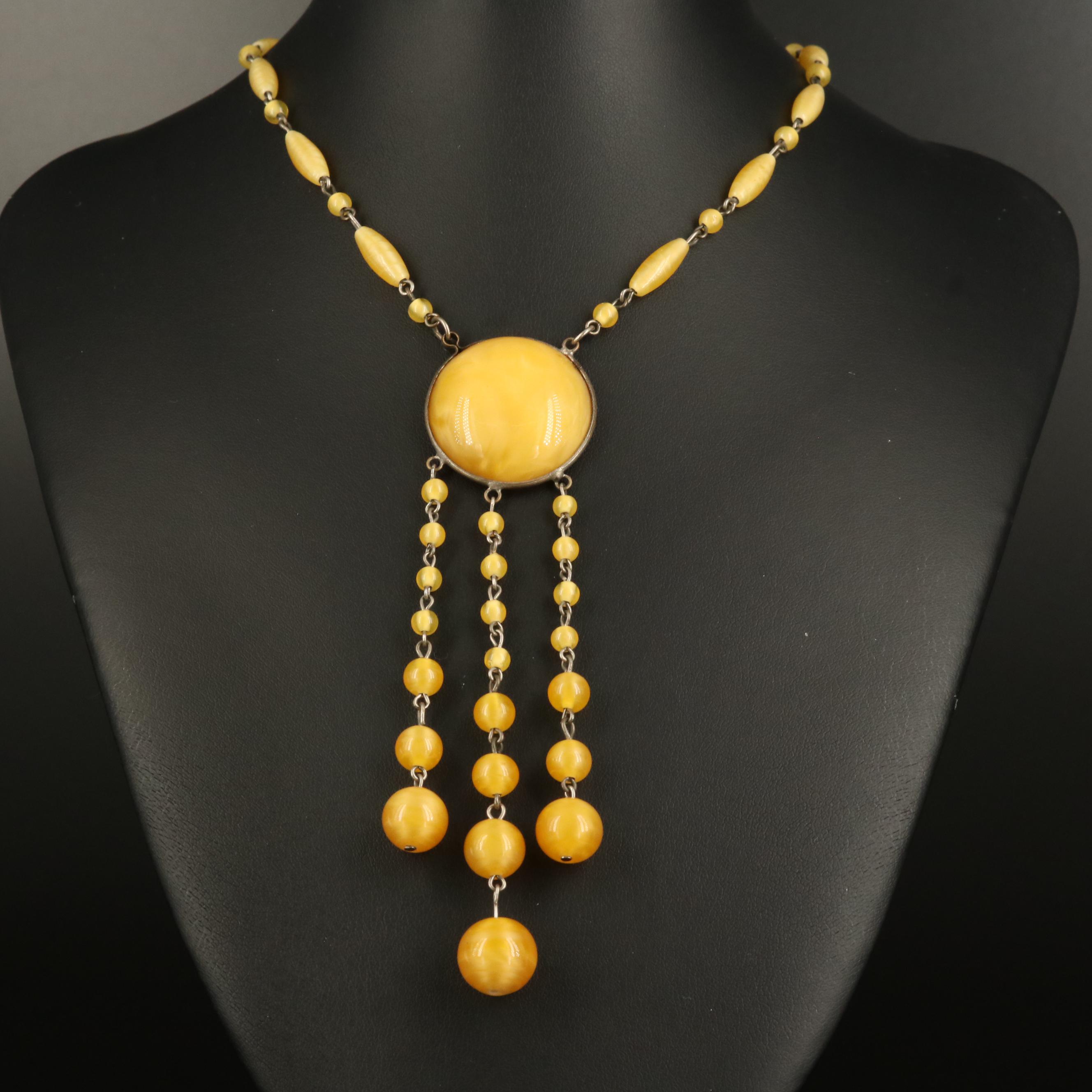 Art Deco Faux Amber Necklace