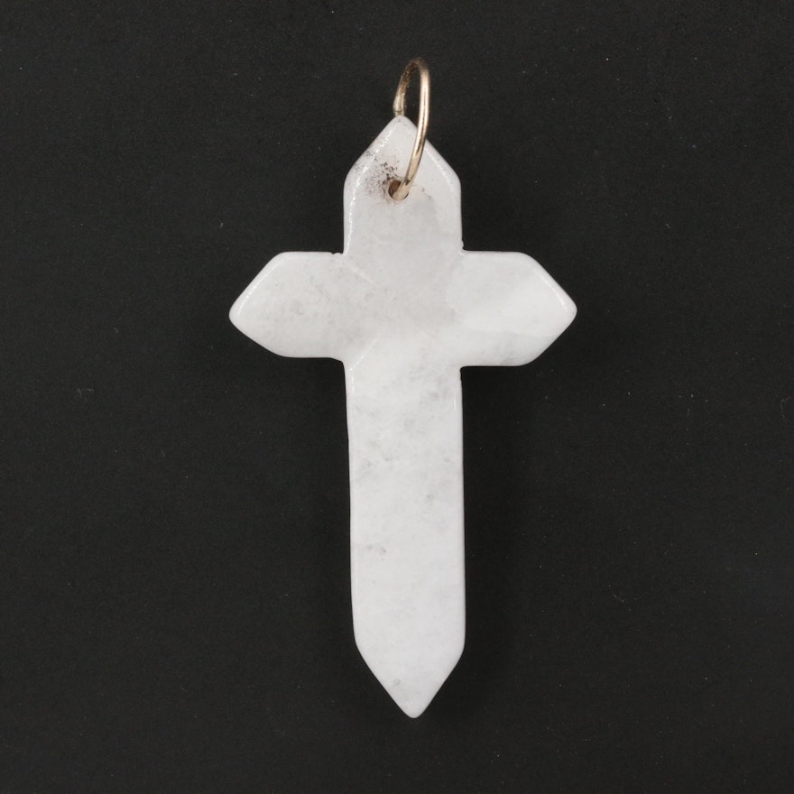 Jadeite Cross Pendant with 10K Bail