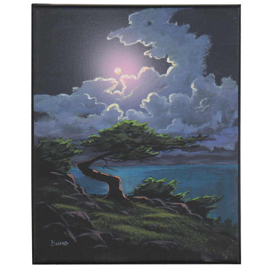 Douglas "Bumo" Johnpeer Oil Painting "Night Glow," 2021