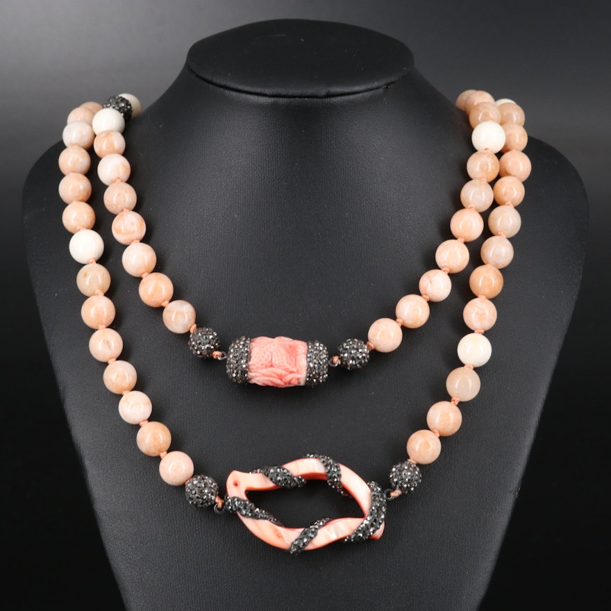 Shell, Mother of Pearl and Quartzite Endless Necklace