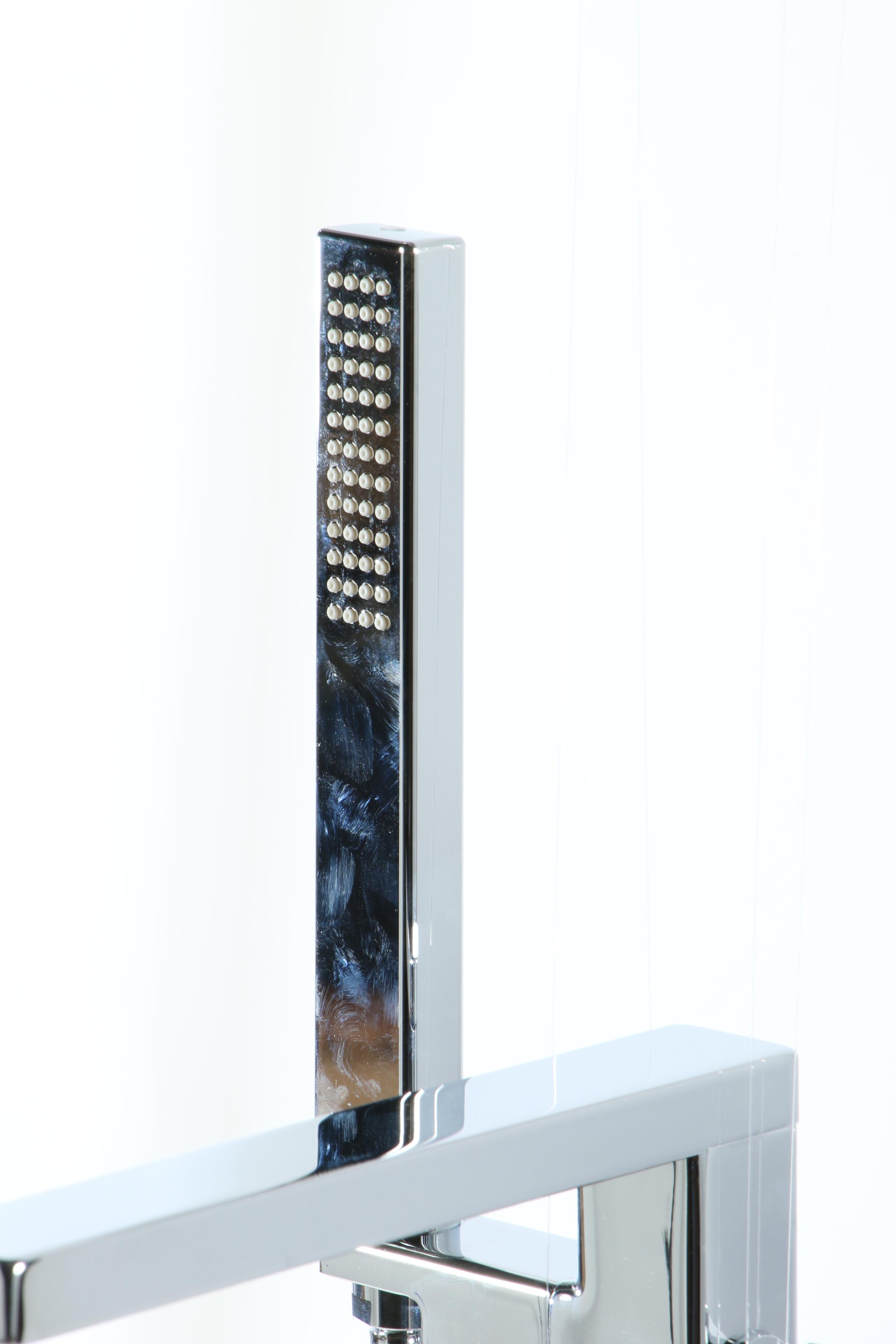 "Profili" Chrome Freestanding Tub Filler with Hand Shower